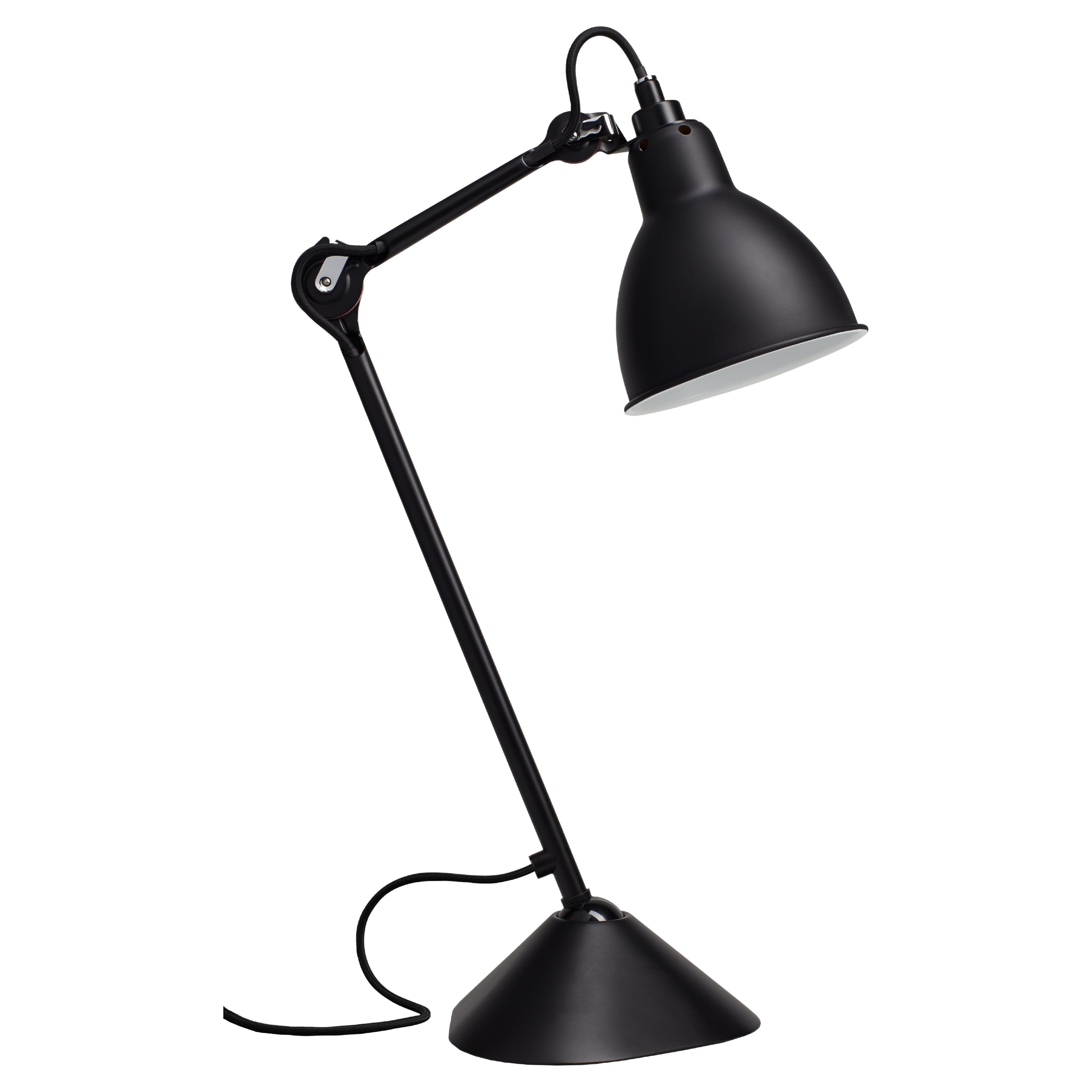 DCW Editions La Lampe Gras N°205 Table Lamp in Black Arm & Black Shade For Sale