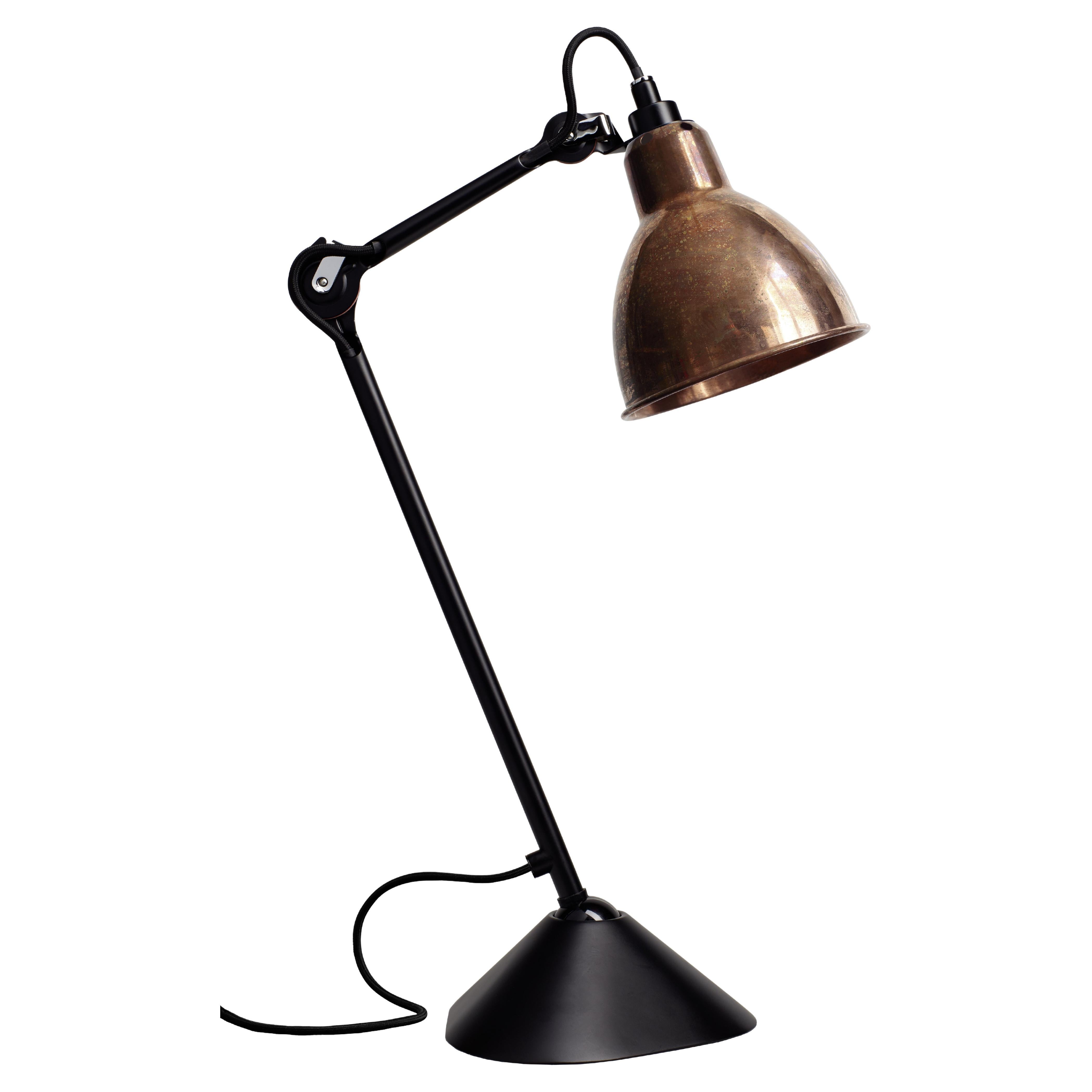 DCW Editions La Lampe Gras N°205 Table Lamp in Black Arm with Raw Copper Shade For Sale