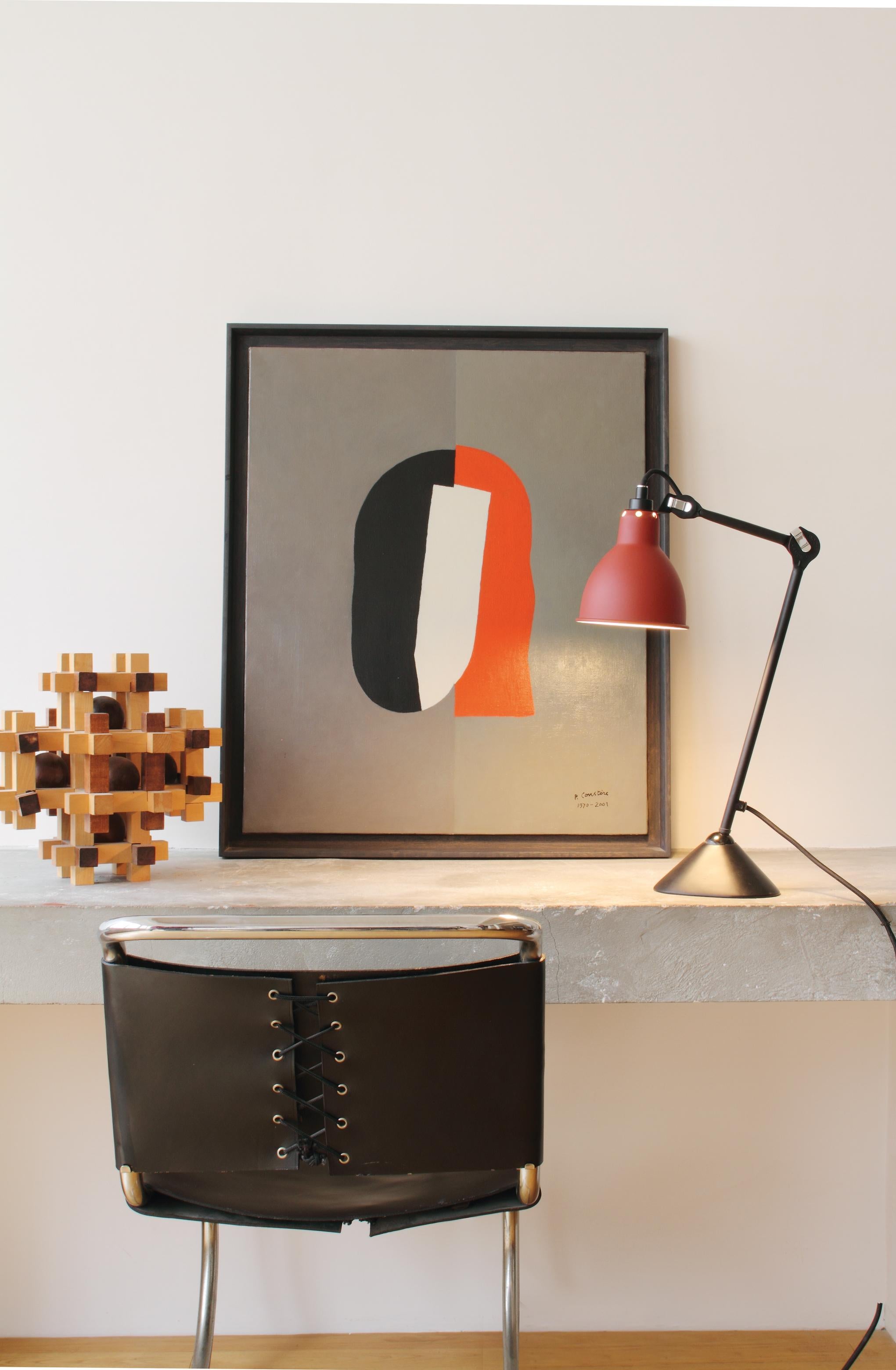 Steel DCW Editions La Lampe Gras N°205 Table Lamp in Black Arm with White Copper Shade For Sale