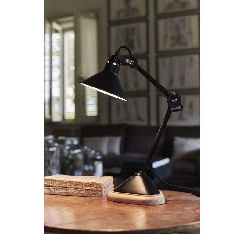Contemporary DCW Editions La Lampe Gras N°207 Conic Table Lamp in Black Arm with Blue Shade For Sale