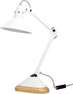 DCW Editions La Lampe Gras N°207 Conic Table Lamp in White Arm with White Shade