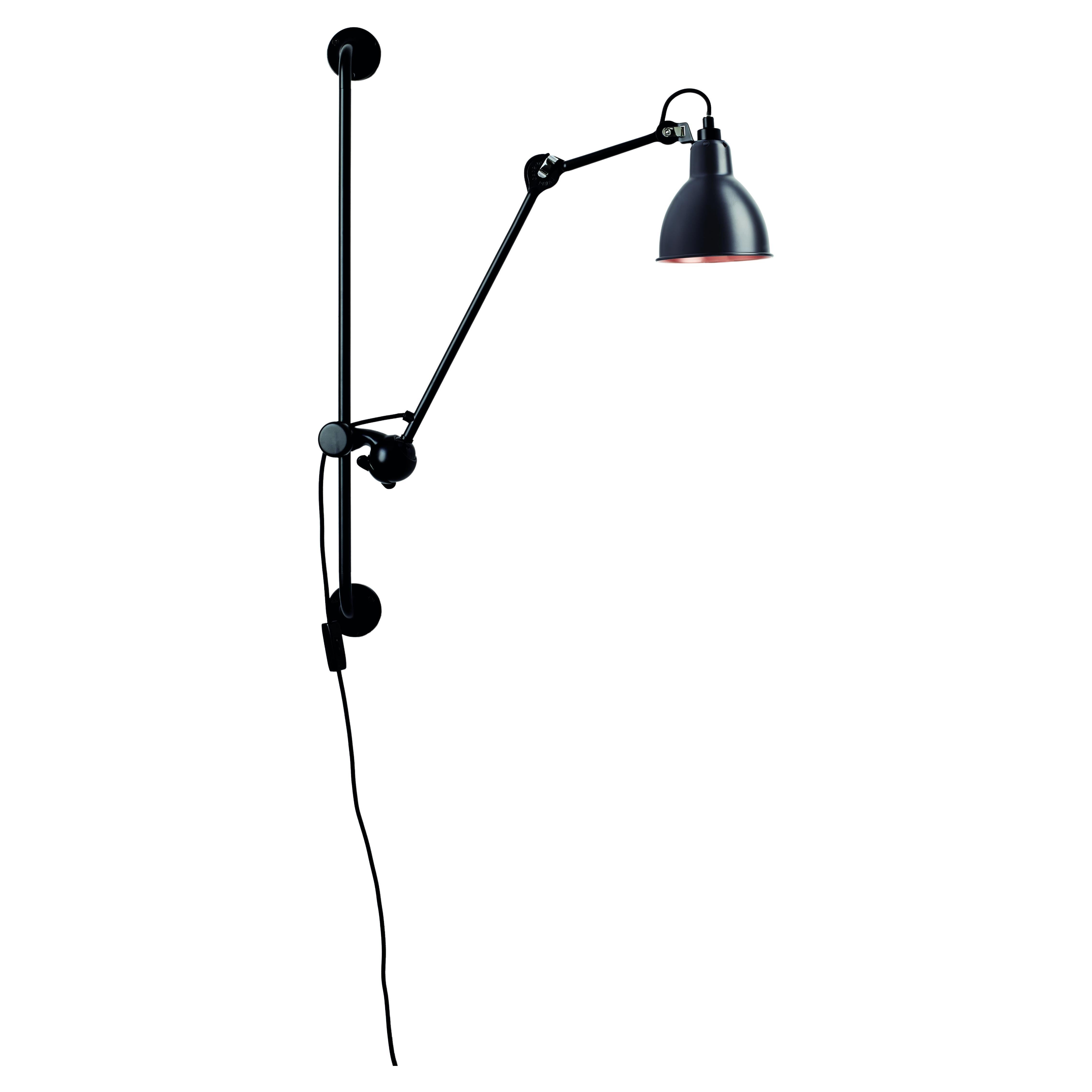 DCW Editions La Lampe Gras N°210 Wall Lamp in Black Arm and Black Copper Shade