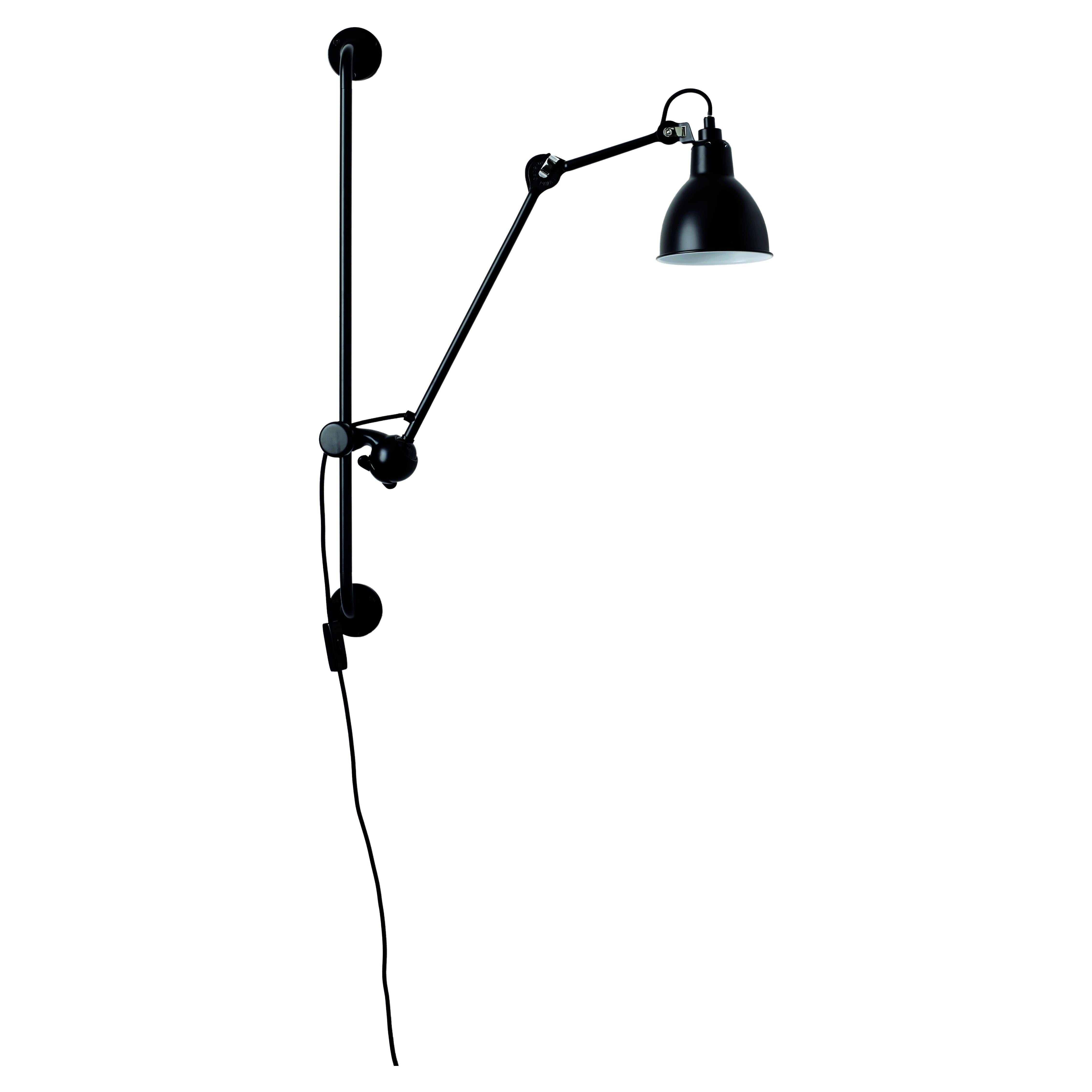 DCW Editions La Lampe Gras N°210 Wall Lamp in Black Arm and Black Shade For Sale