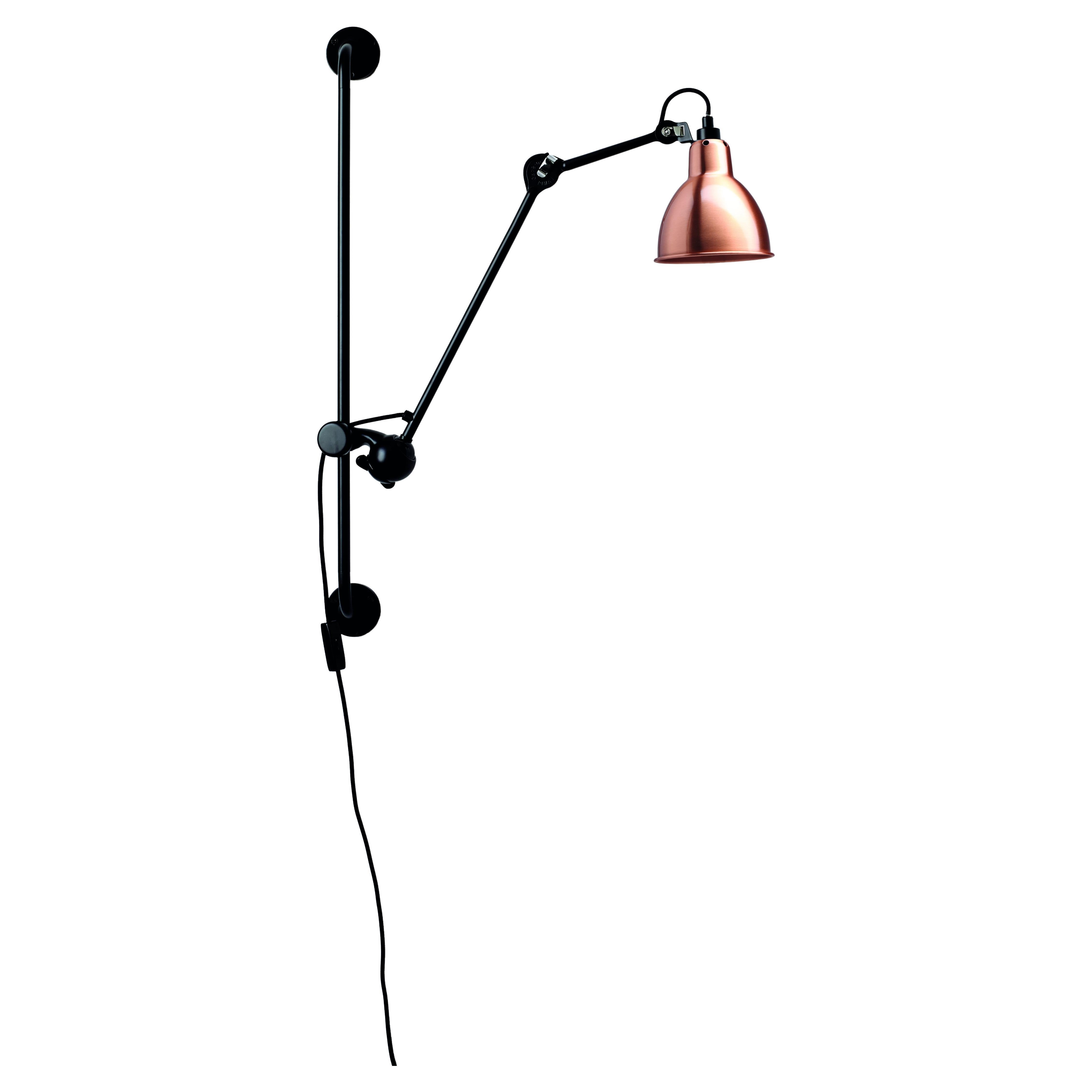DCW Editions La Lampe Gras N°210 Wall Lamp in Black Arm and Copper Shade For Sale