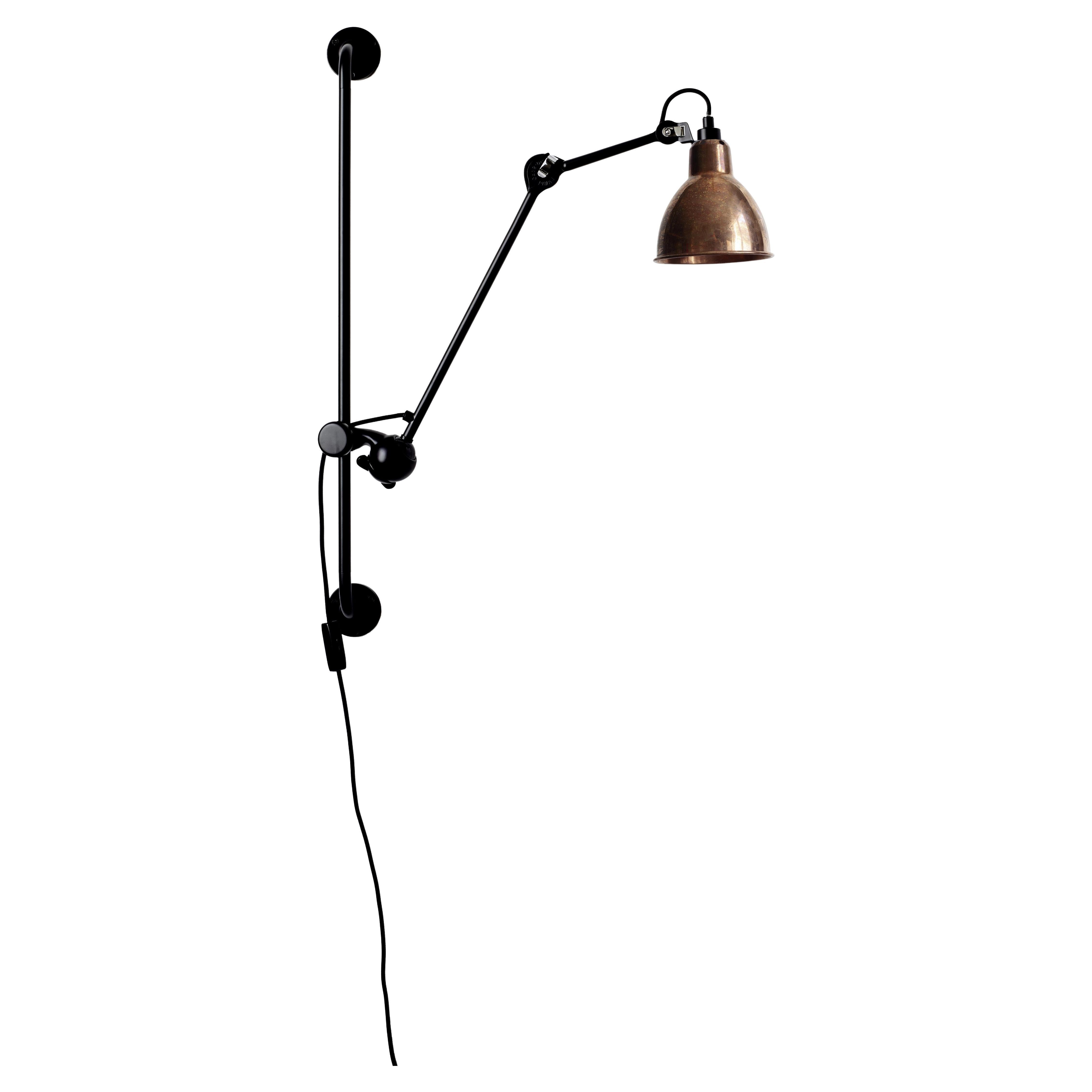 DCW Editions La Lampe Gras N°210 Wall Lamp in Black Arm and Raw Copper Shade