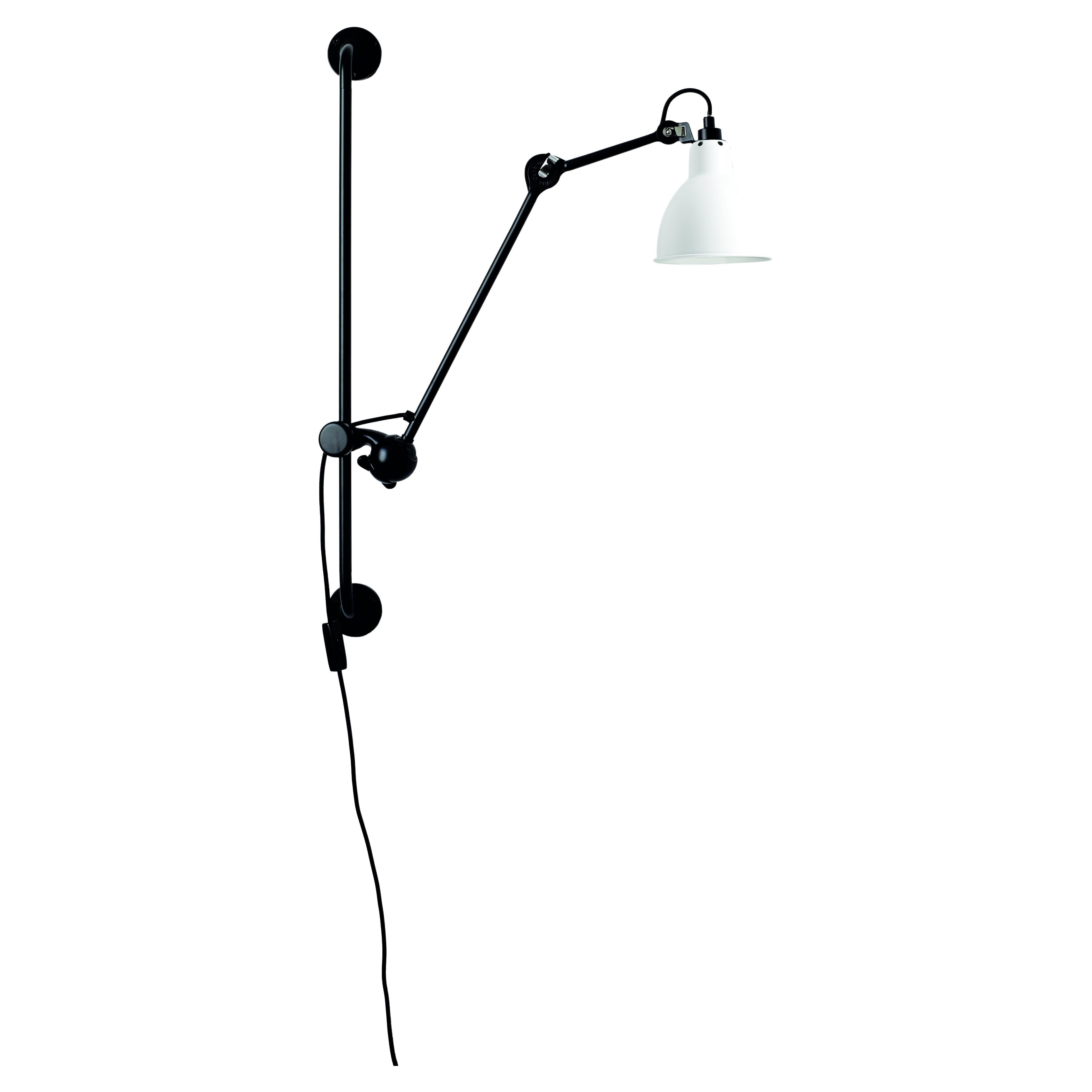 DCW Editions La Lampe Gras N°210 Wall Lamp in Black Arm and White Shade For Sale