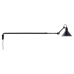 DCW Editions La Lampe Gras N°213 Wall Lamp in Black Arm and Blue Shade