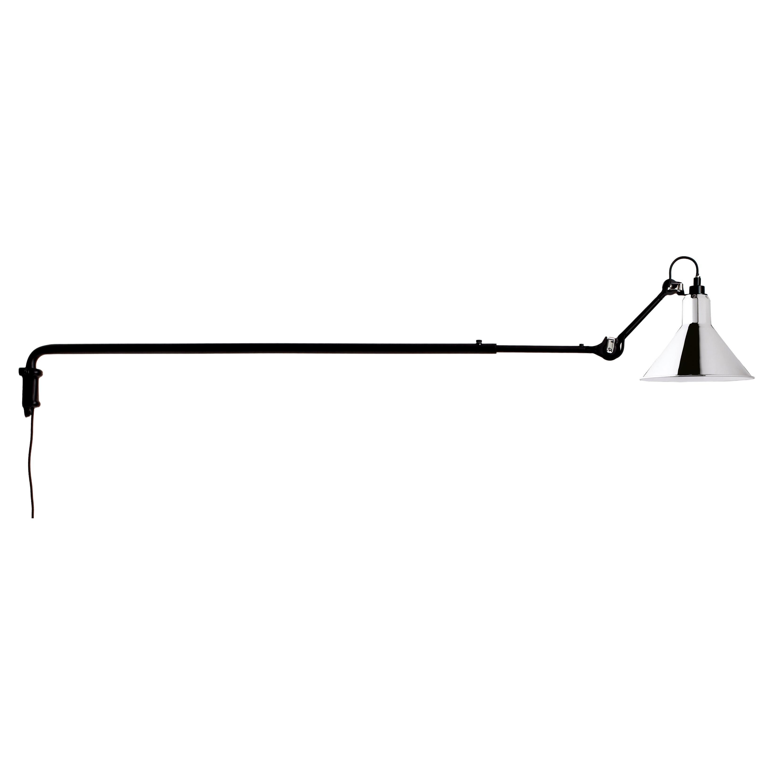 DCW Editions La Lampe Gras N°213 Wall Lamp in Black Arm and Chrome Shade For Sale