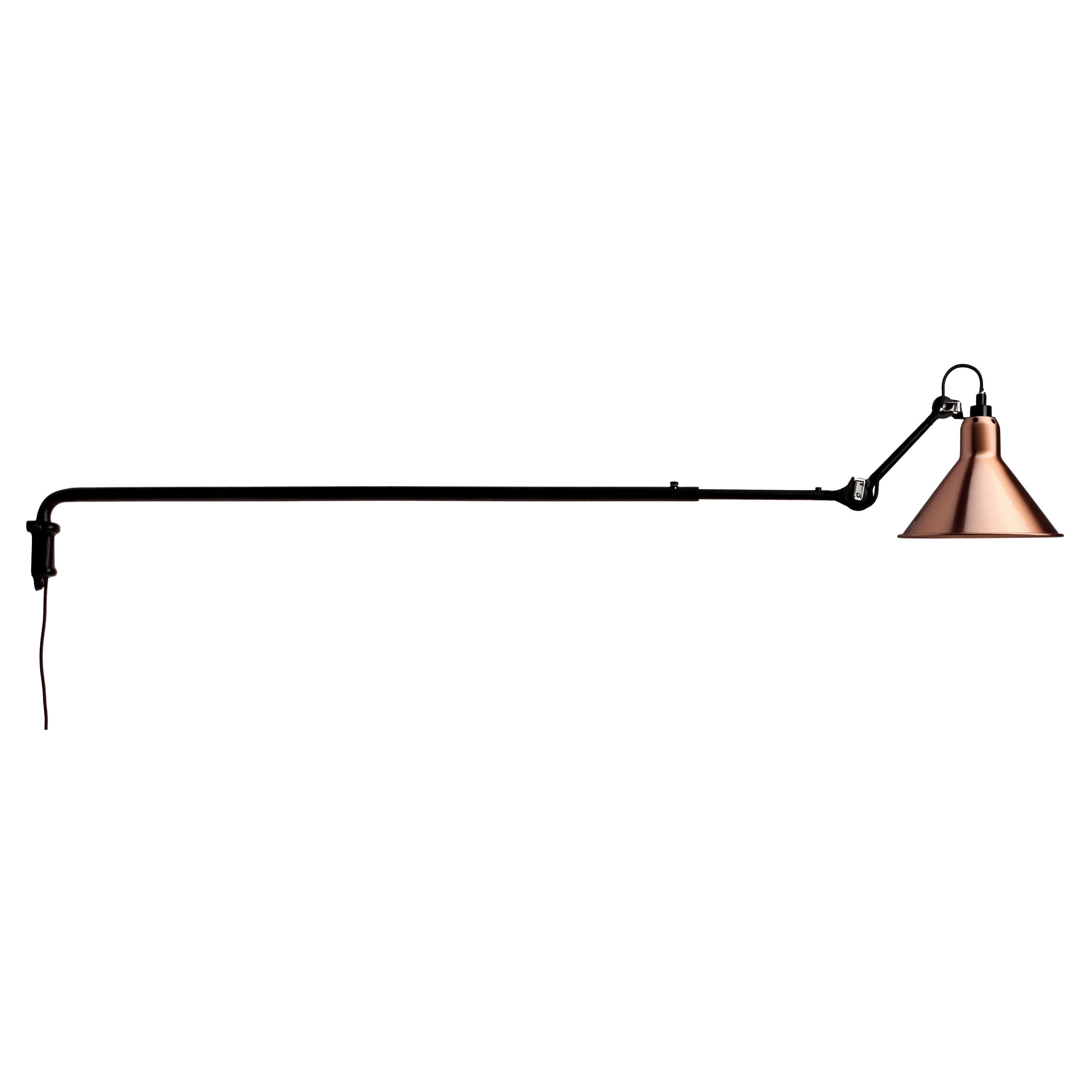 DCW Editions La Lampe Gras N°213 Wall Lamp in Black Arm and Copper Shade For Sale