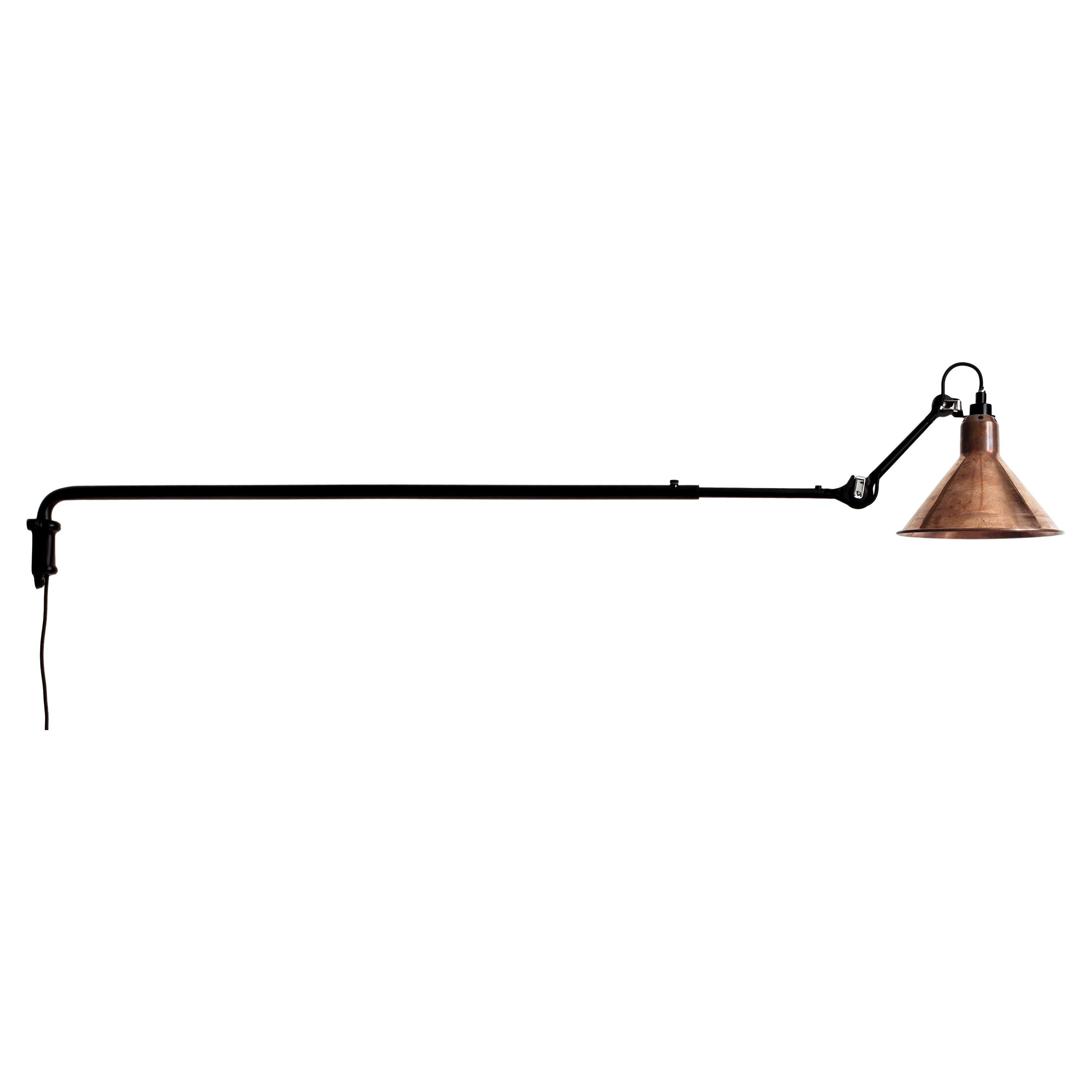 DCW Editions La Lampe Gras N°213 Wall Lamp in Black Arm and Raw Copper Shade