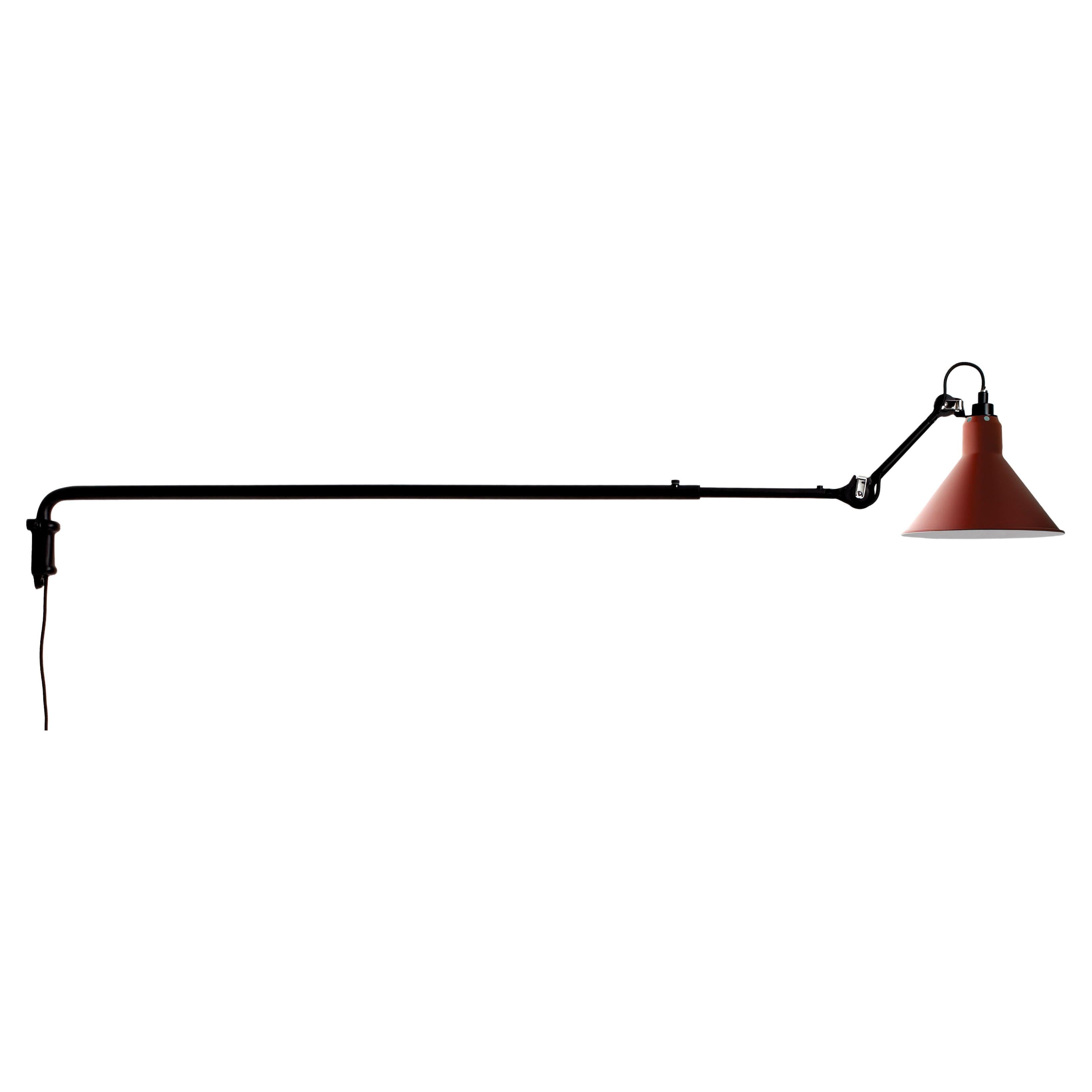 DCW Editions La Lampe Gras N°213 Wall Lamp in Black Arm and Red Shade For Sale