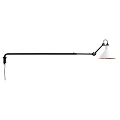 DCW Editions La Lampe Gras N°213 Wall Lamp in Black Arm and White Copper Shade