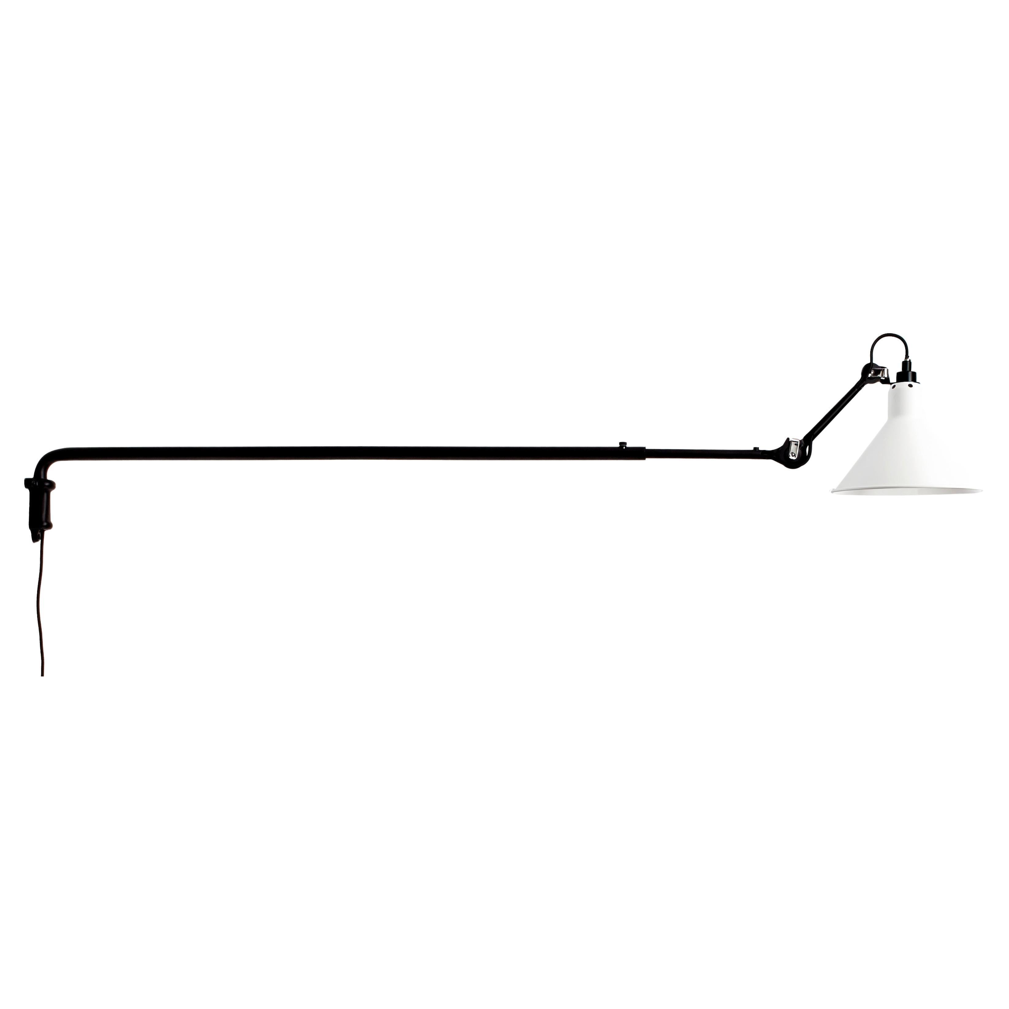 DCW Editions La Lampe Gras N°213 Wall Lamp in Black Arm and White Shade For Sale