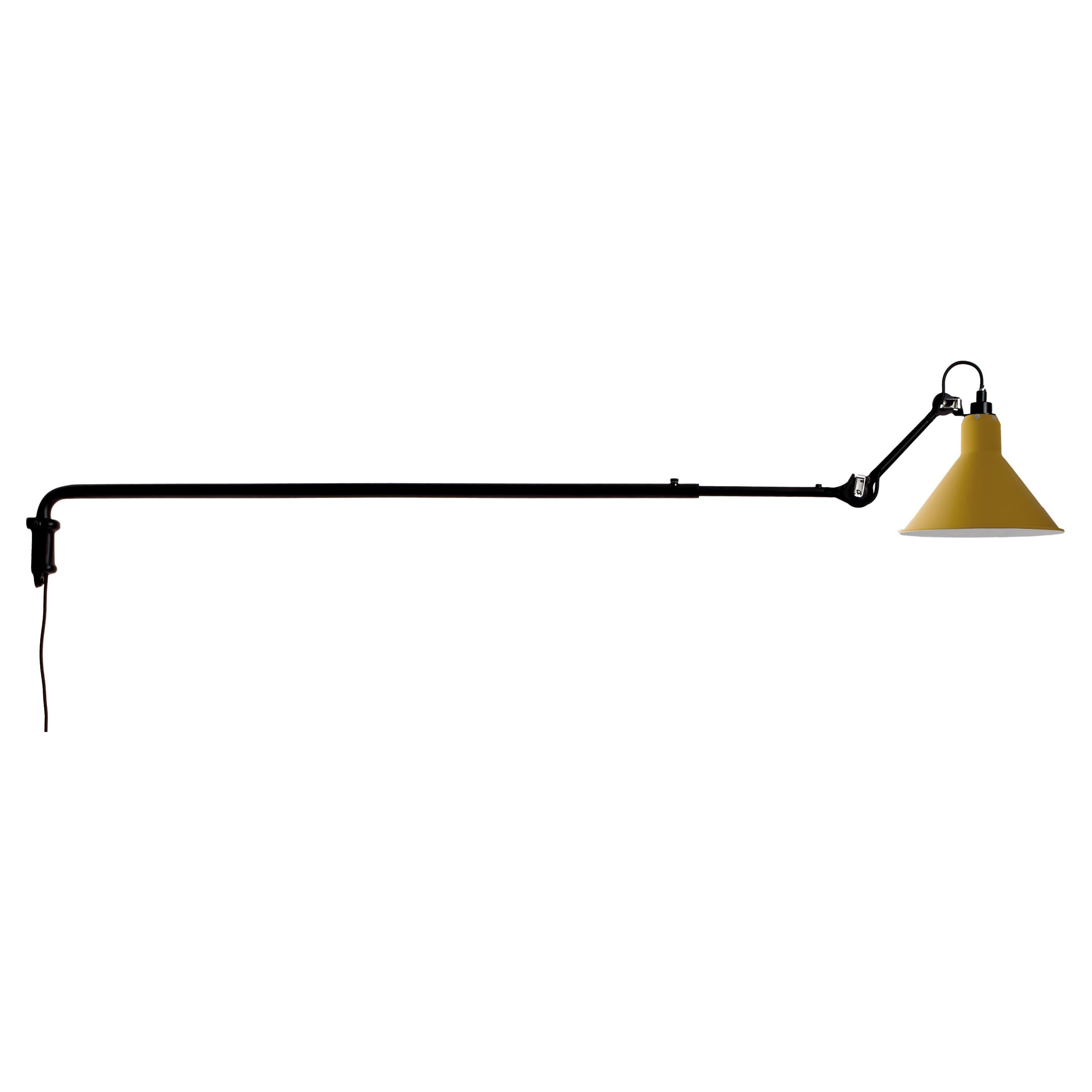 DCW Editions La Lampe Gras N°213 Wandleuchte mit schwarzem Arm und gelbem Lampenschirm im Angebot