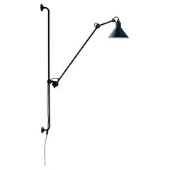 DCW Editions La Lampe Gras N°214 Conic Wall Lamp in Black Arm and Blue Shade