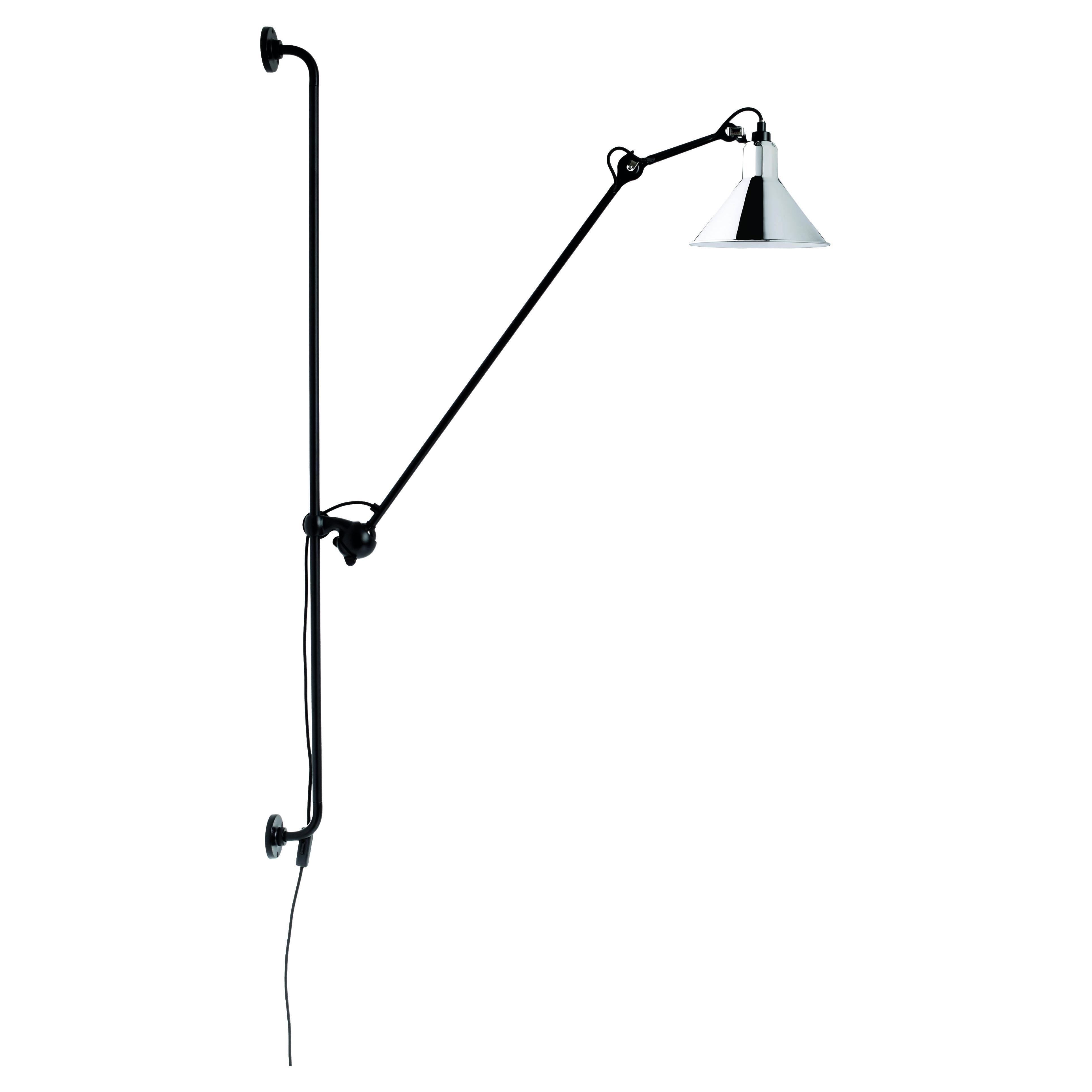 DCW Editions La Lampe Gras N°214 Conic Wall Lamp in Black Arm and Chrome Shade For Sale