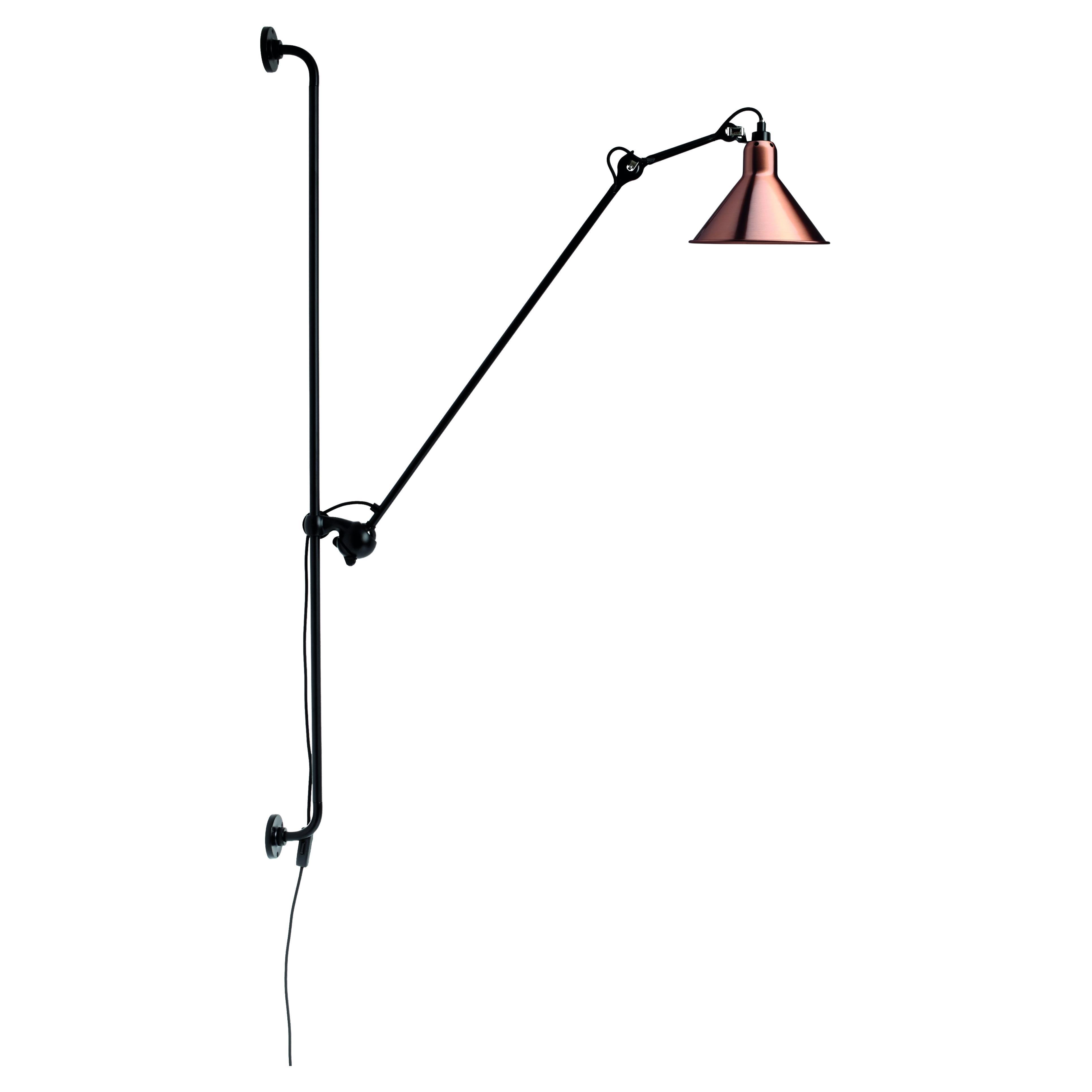DCW Editions La Lampe Gras N°214 Konische Wandleuchte mit schwarzem Arm und kupferfarbenem Schirm im Angebot