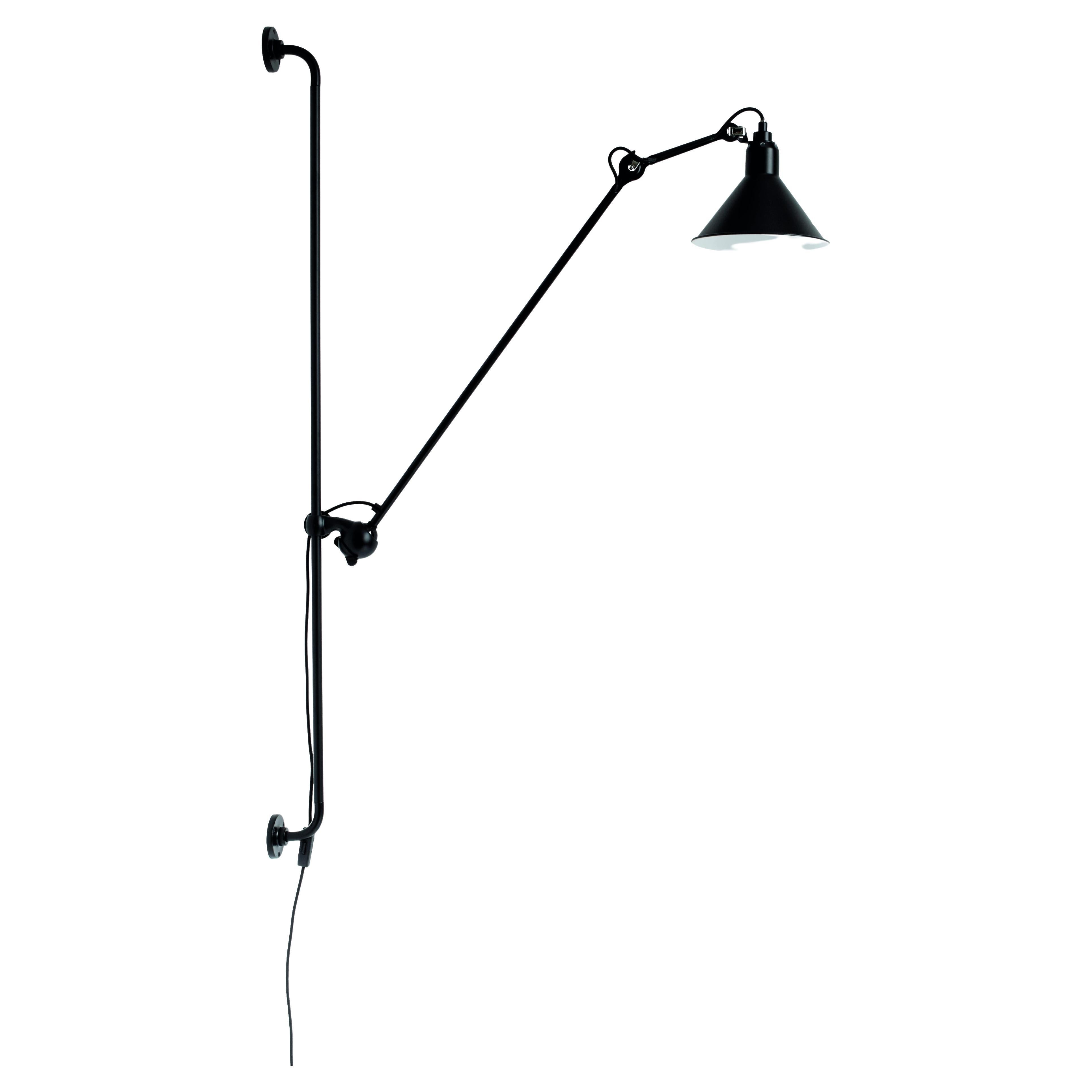 DCW Editions La Lampe Gras N°214 Konische Wandleuchte mit schwarzem Arm und Schirm im Angebot