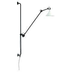 DCW Editions La Lampe Gras N°214 Conic Wall Lamp in Black Arm and White Shade