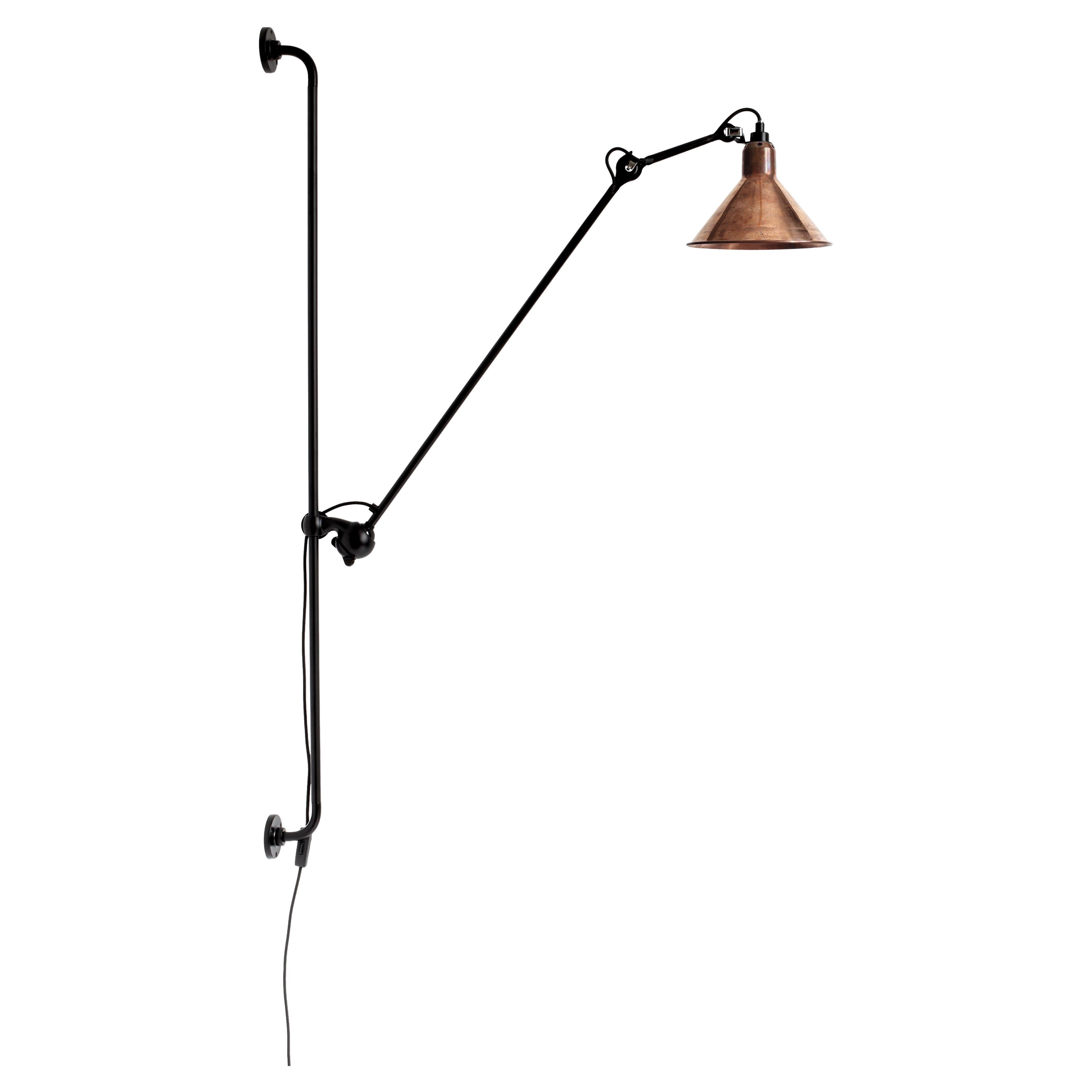 DCW Editions La Lampe Gras N°214 Conic Wall Lamp in Black Arm & Raw Copper Shade For Sale