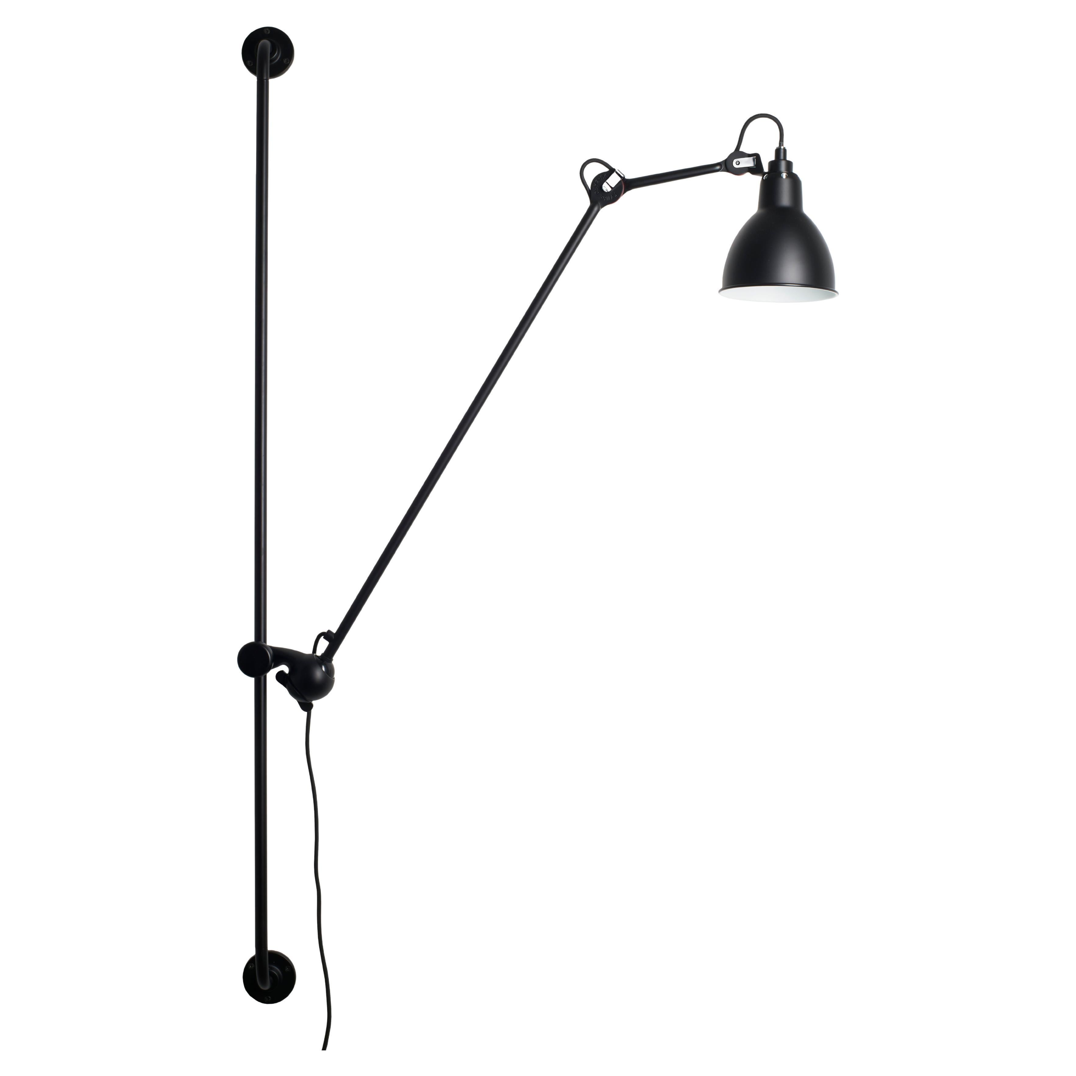 DCW Editions La Lampe Gras N°214 Round Wall Lamp in Black Arm and Shade For Sale