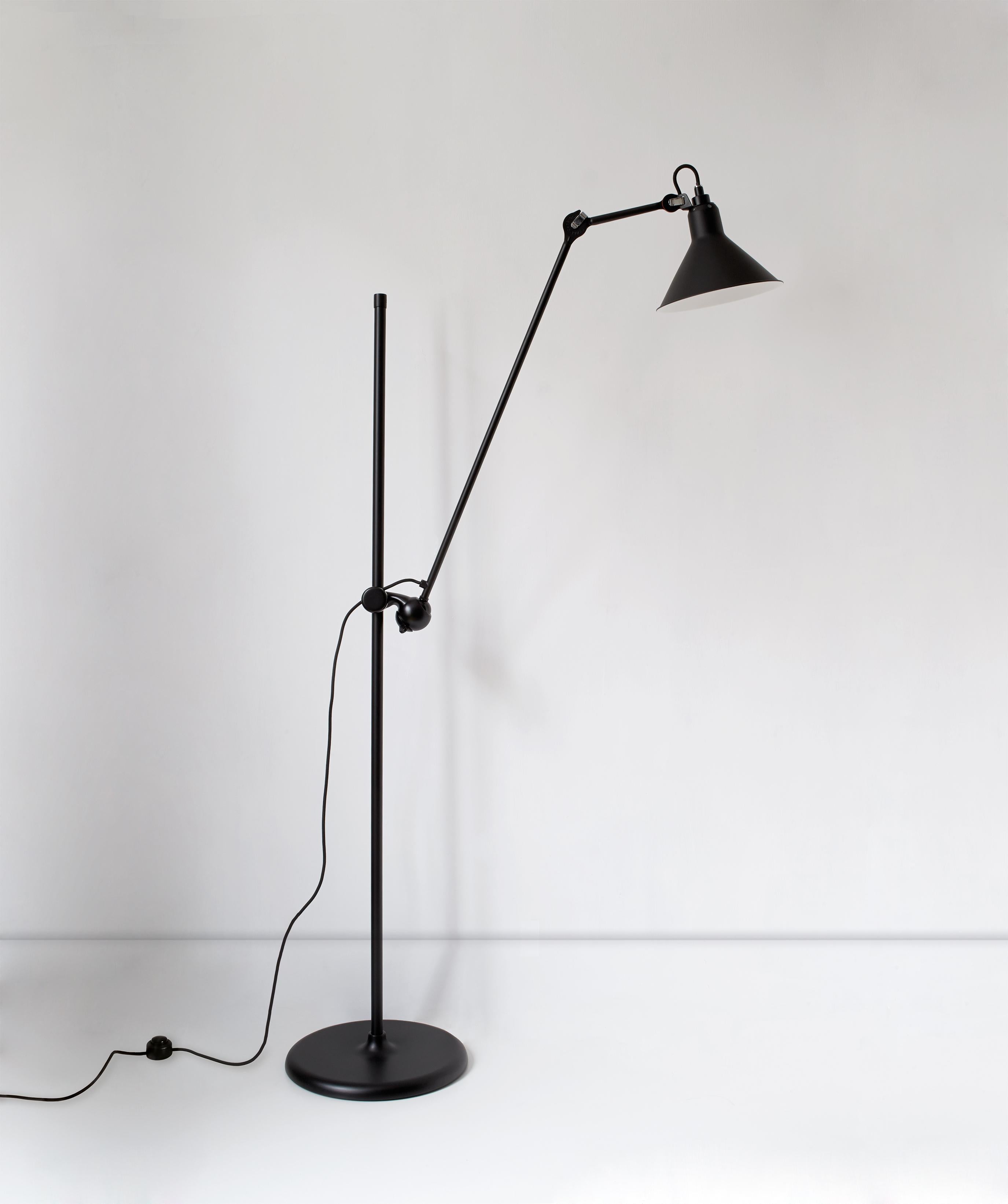 DCW Editions Lampe Gras N°215 Floor Lamp in Black Steel Arm and Red Shade by Bernard-Albin Gras
 
 In 1921 Bernard-Albin GRAS designed a series of lamps for use in offices and in industrial environments. The GRAS lamp, as it was subsequently called,