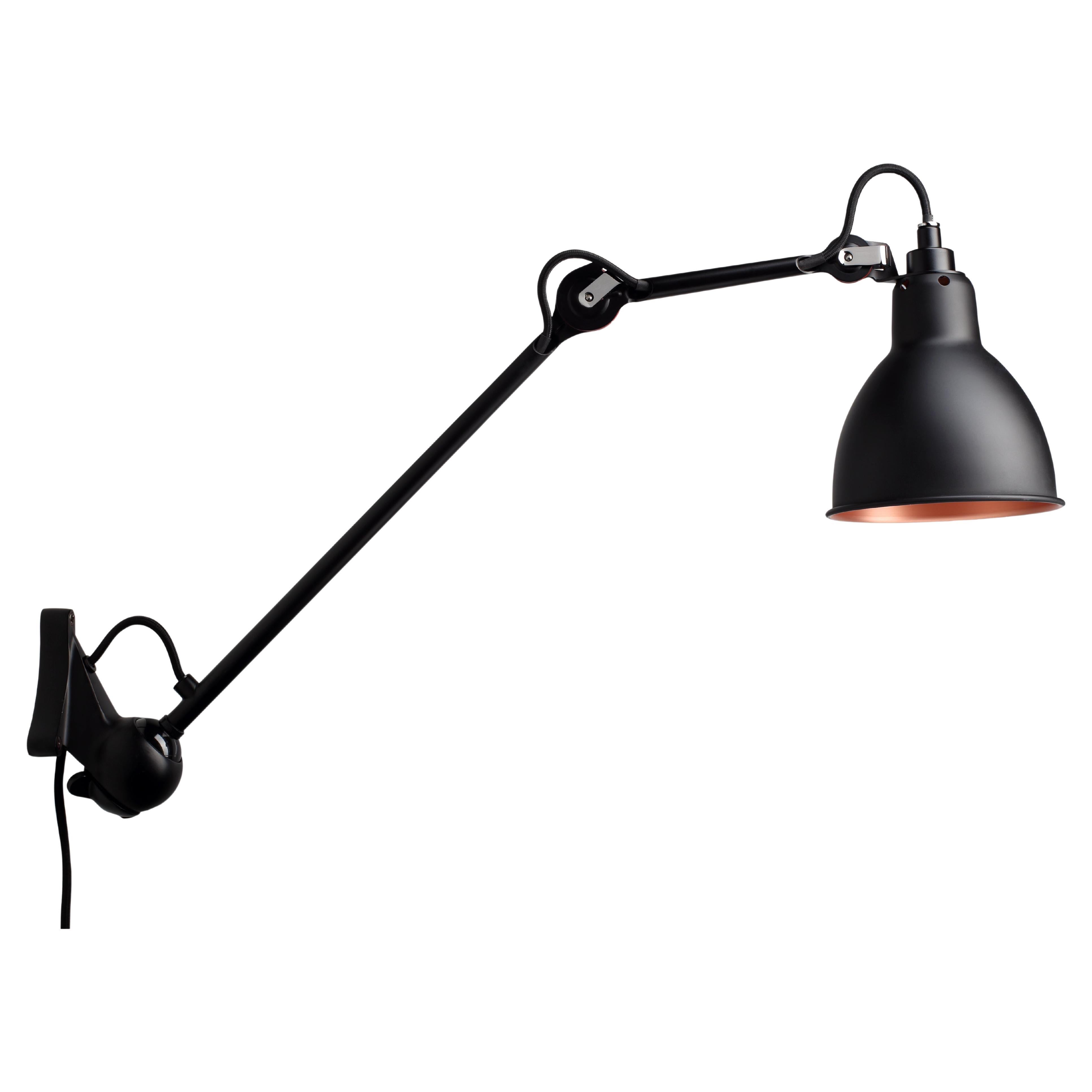 DCW Editions La Lampe Gras N°222 Wall Lamp in Black Arm and Black Copper Shade