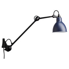DCW Editions La Lampe Gras N°222 Wall Lamp in Black Arm and Blue Shade