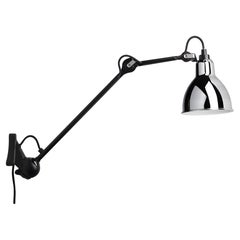 DCW Editions La Lampe Gras N°222 Wall Lamp in Black Arm and Chrome Shade