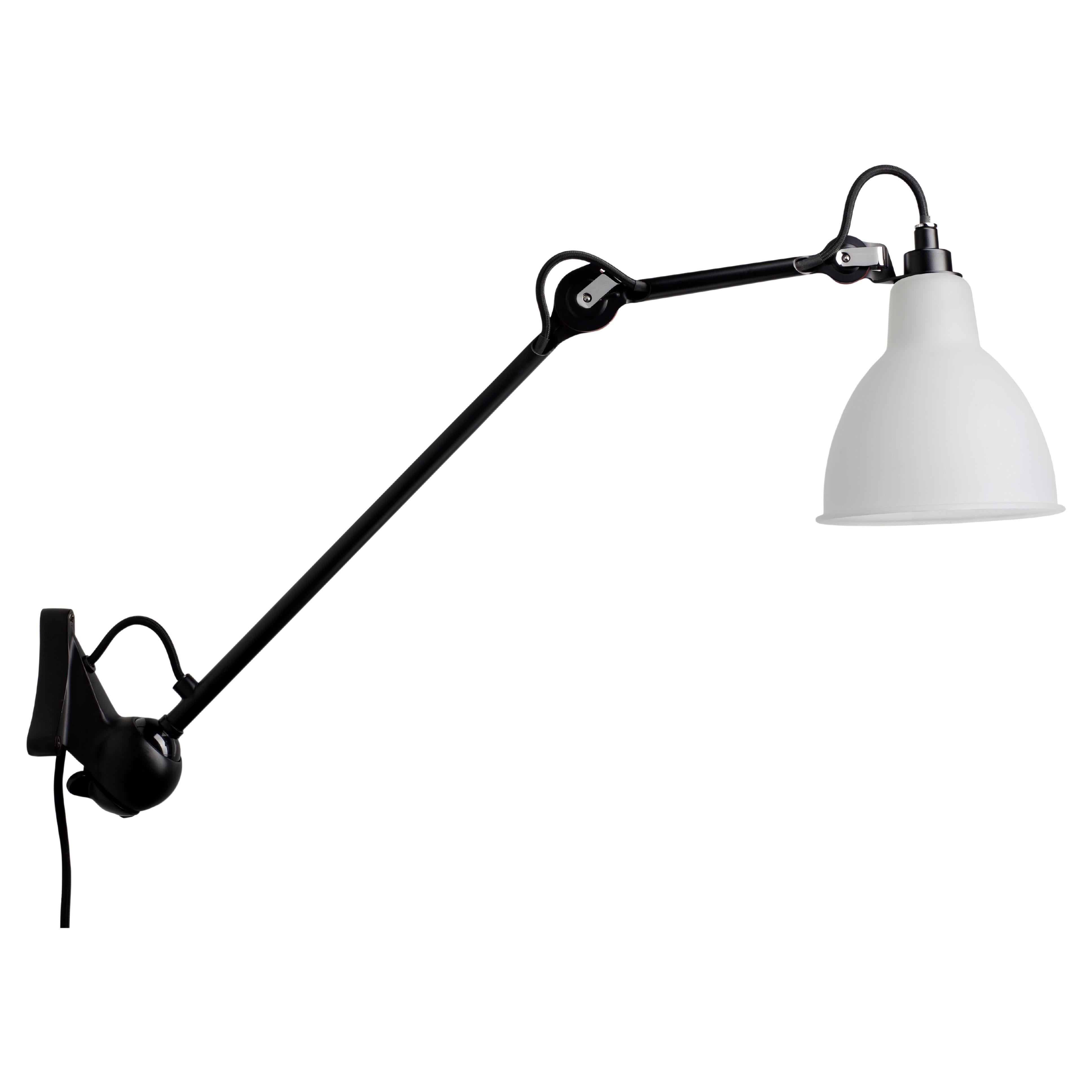 DCW Editions La Lampe Gras N°222 Wall Lamp in Black Arm and Frosted Glass Shade