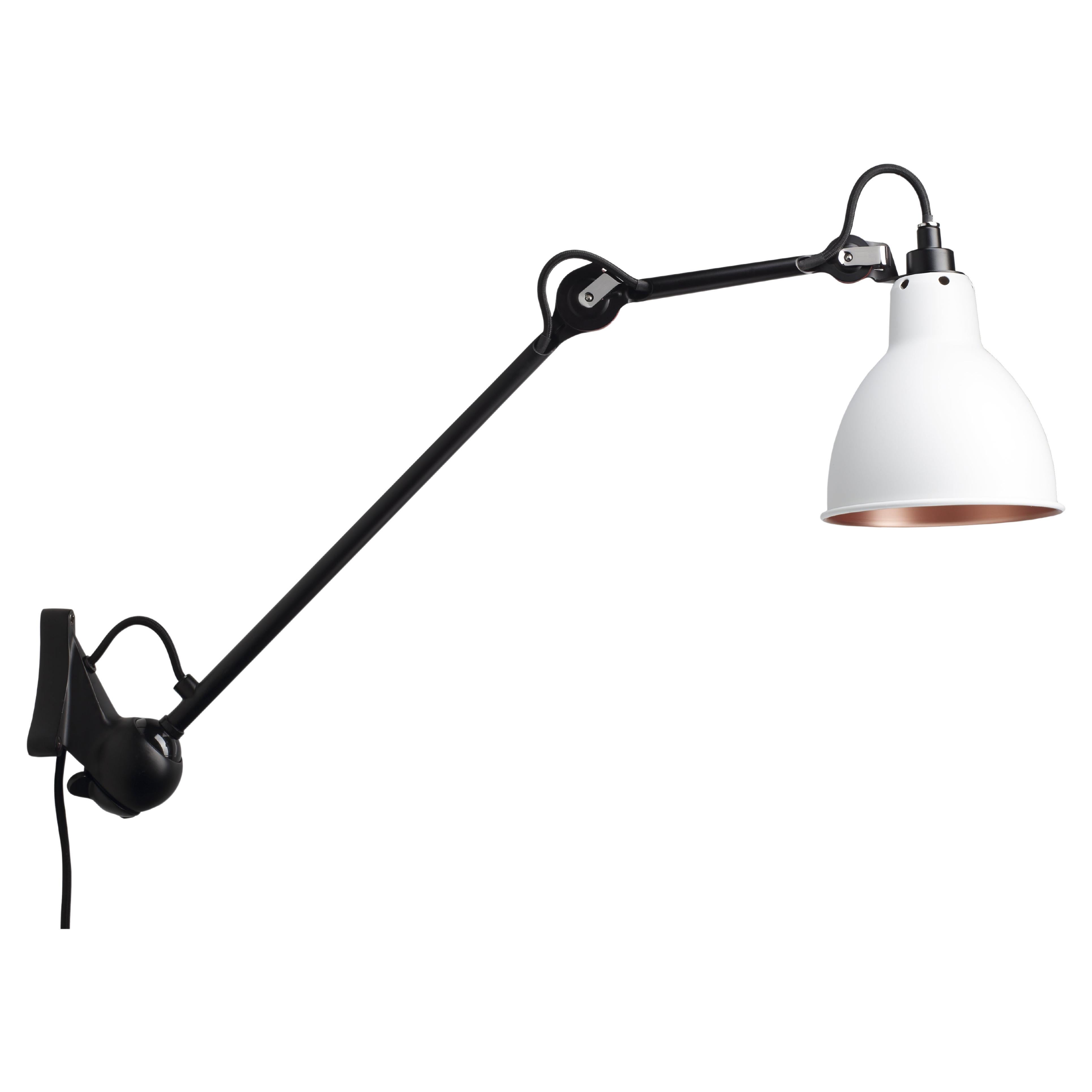DCW Editions La Lampe Gras N°222 Wall Lamp in Black Arm and White Copper Shade For Sale