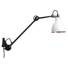 DCW Editions La Lampe Gras N°222 Wall Lamp in Black Arm and White Copper Shade