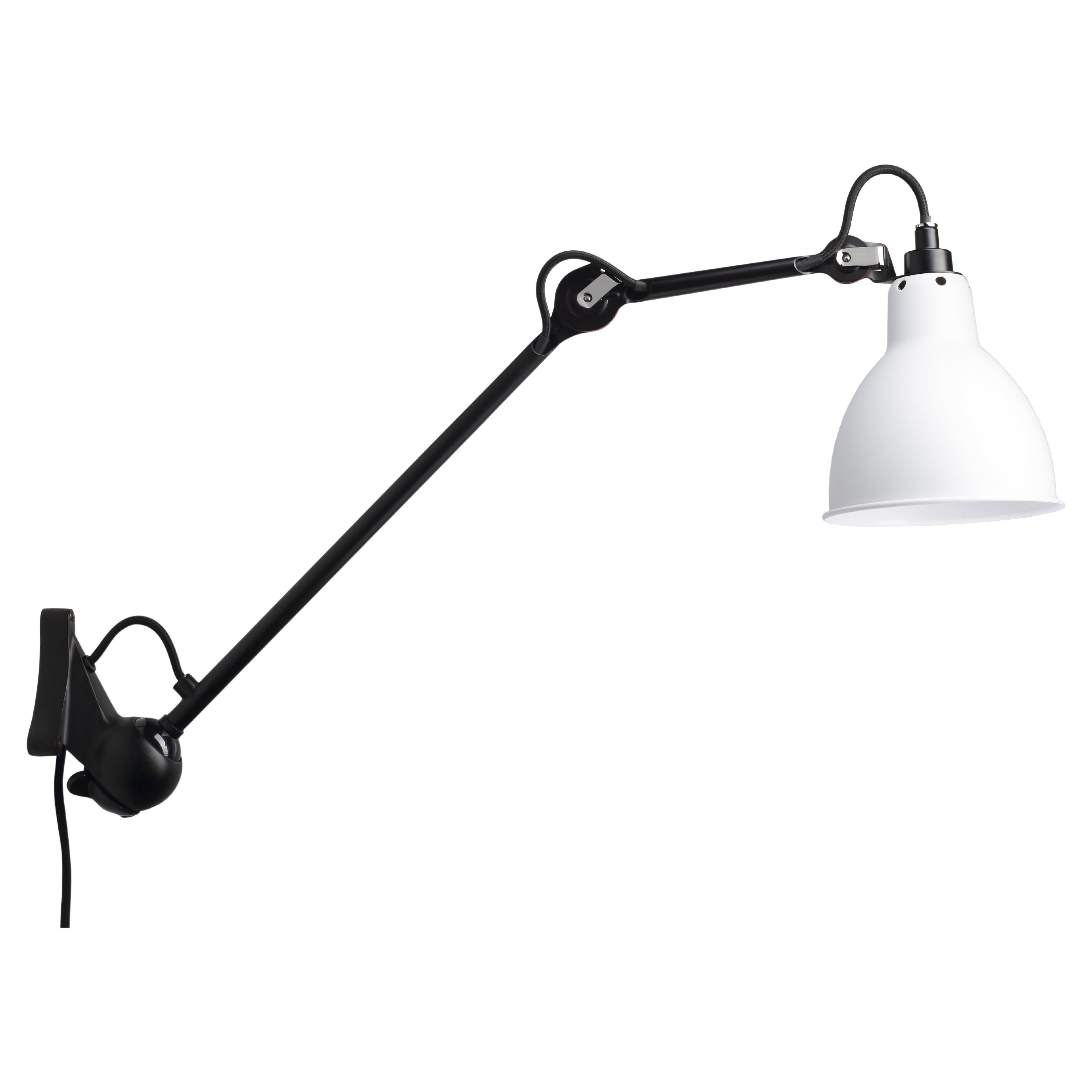 DCW Editions La Lampe Gras N°222 Wall Lamp in Black Arm and White Shade For Sale