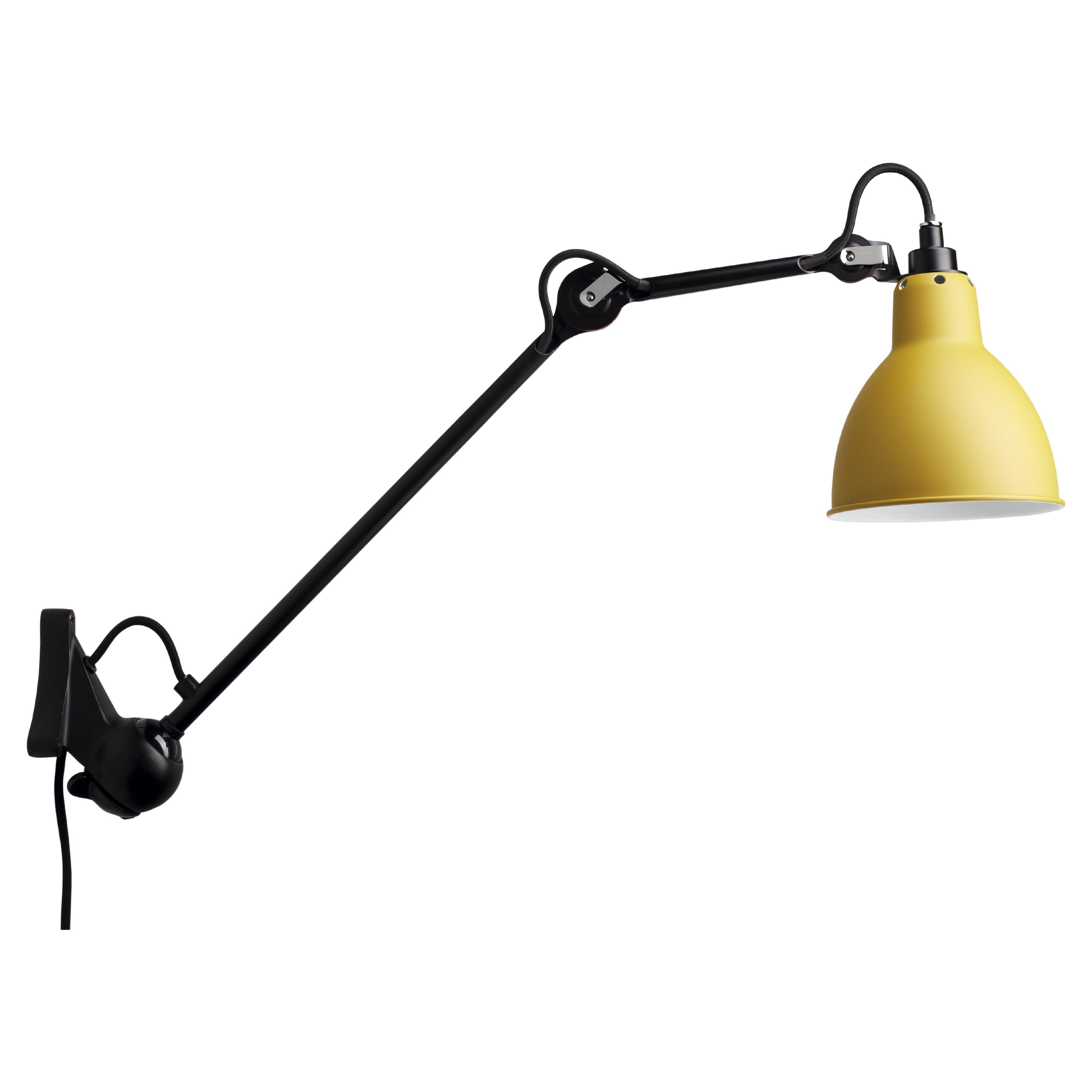 DCW Editions La Lampe Gras N°222 Wall Lamp in Black Arm and Yellow Shade For Sale