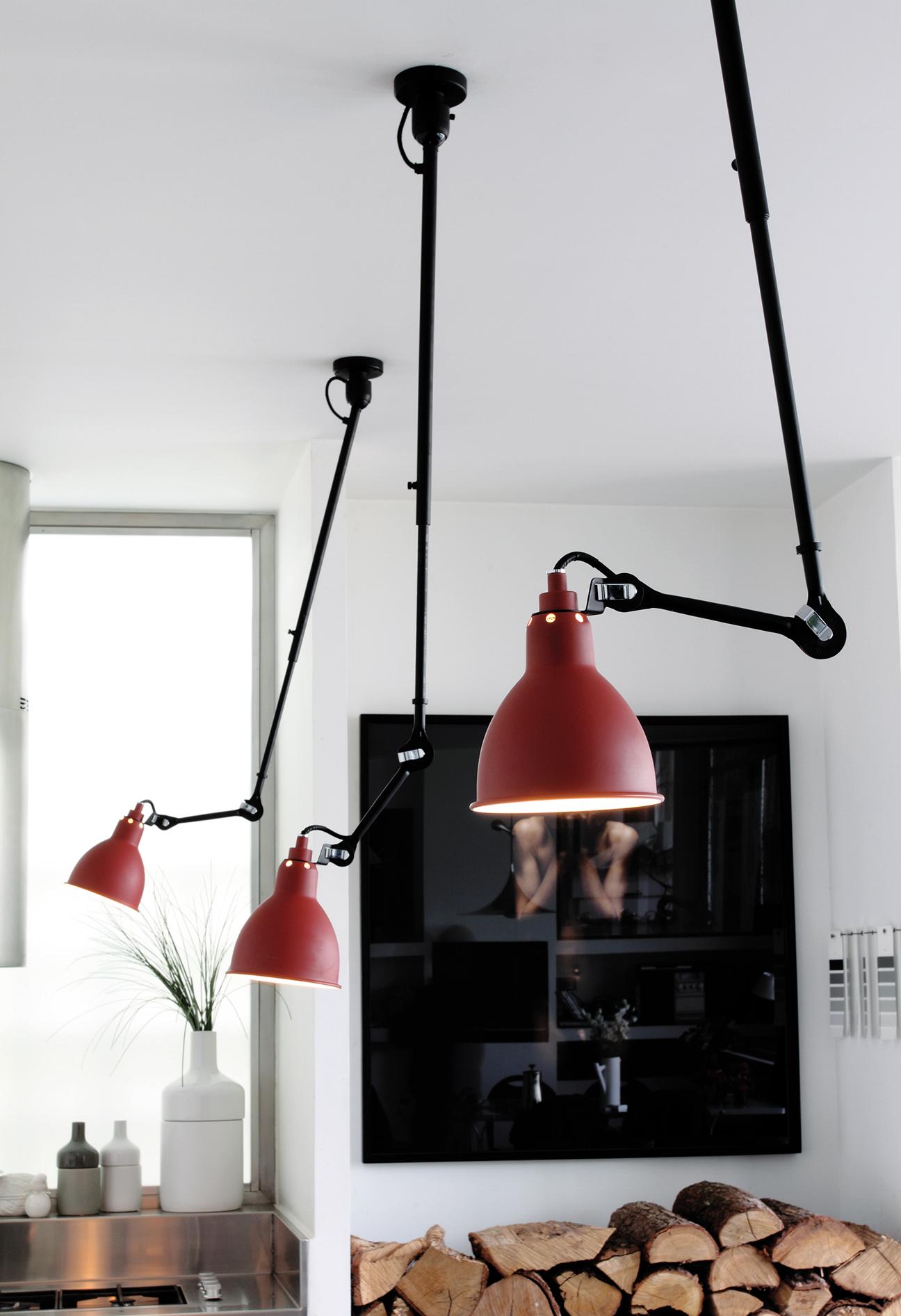 Steel DCW Editions La Lampe Gras N°302 Pendant Light in Black Arm & Black Copper Shade For Sale