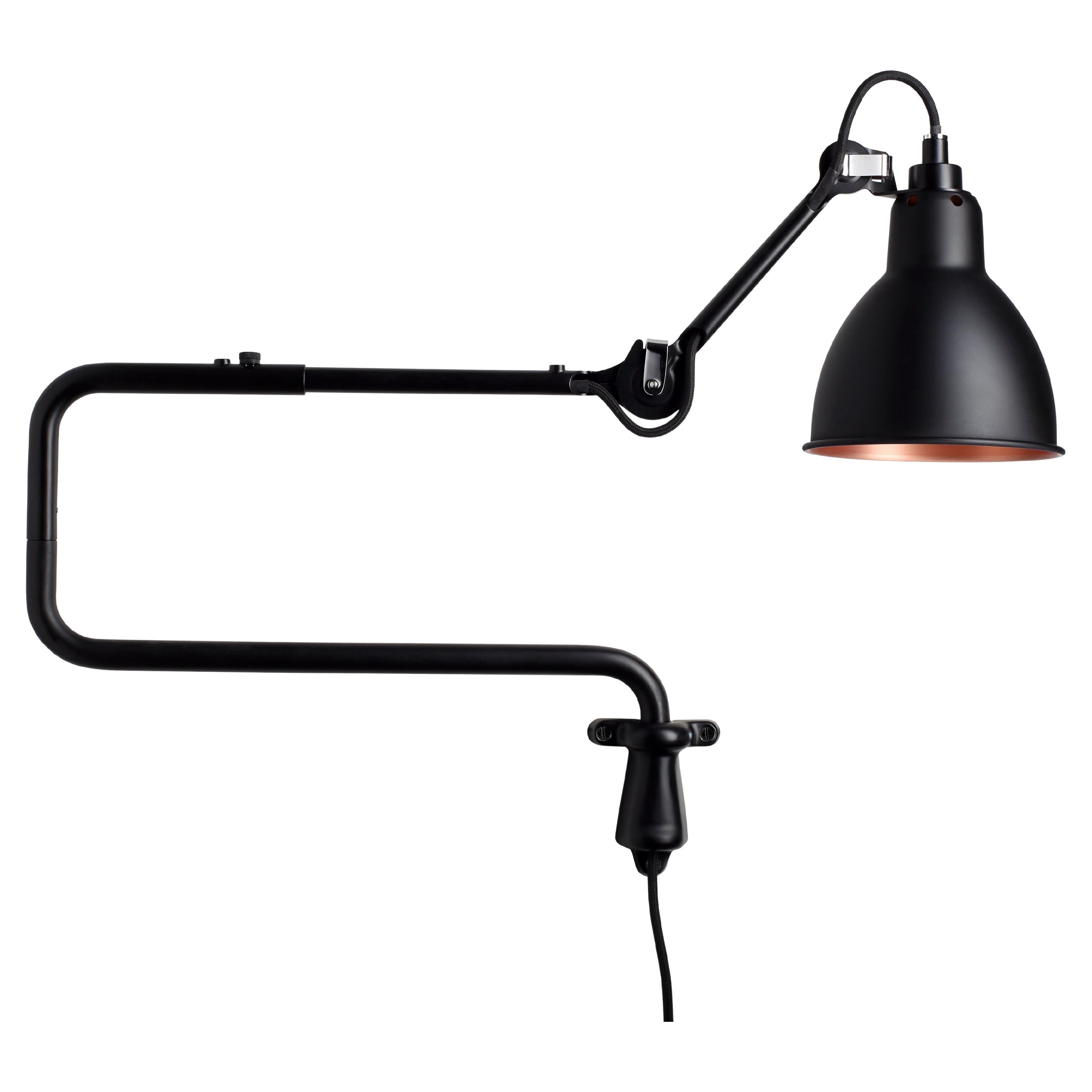 DCW Editions La Lampe Gras N°303 Wall Lamp in Black Arm and Black Copper Shade For Sale