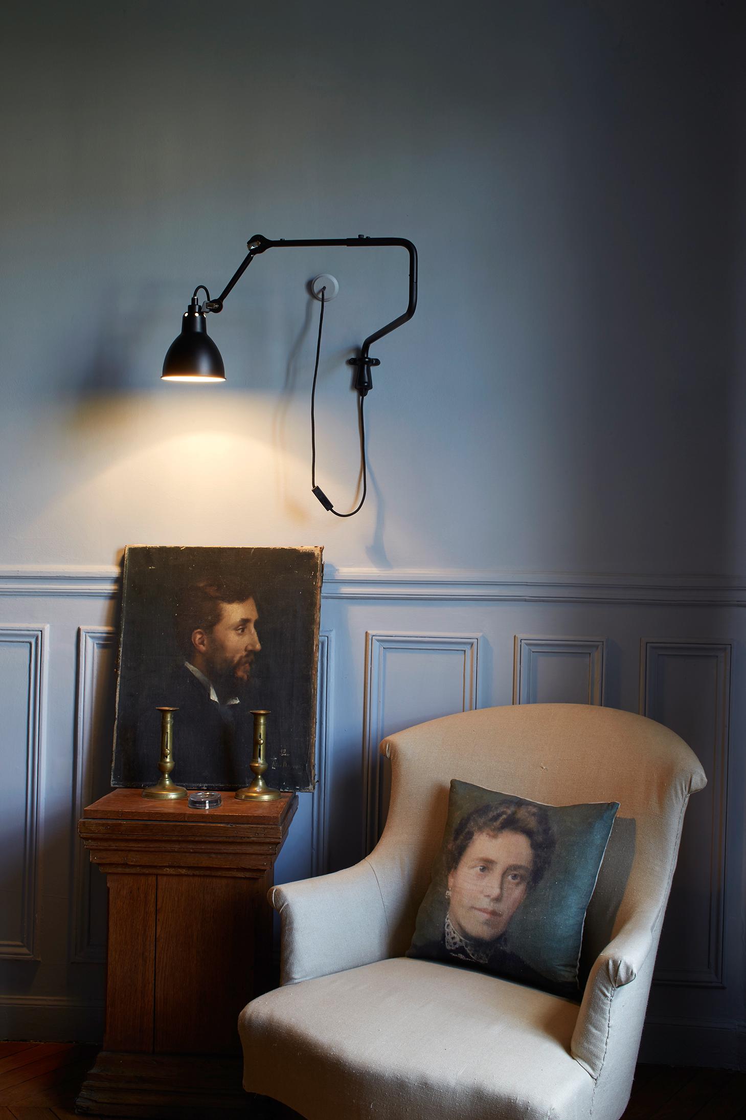 DCW Editions La Lampe Gras N°303 Wall Lamp in Black Arm and Blue Shade In New Condition For Sale In Brooklyn, NY