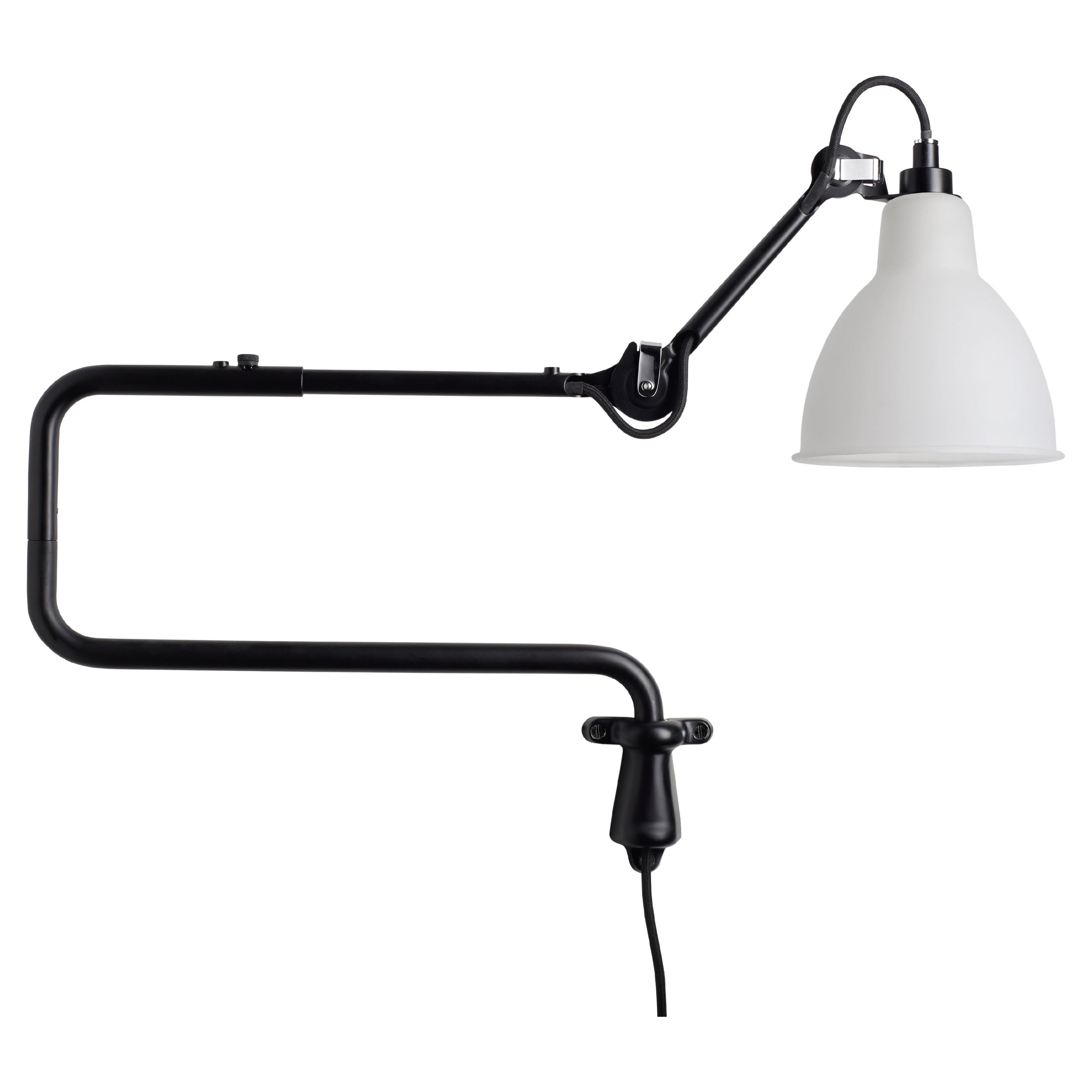 DCW Editions La Lampe Gras N°303 Wall Lamp in Black Arm and Frosted Glass Shade For Sale