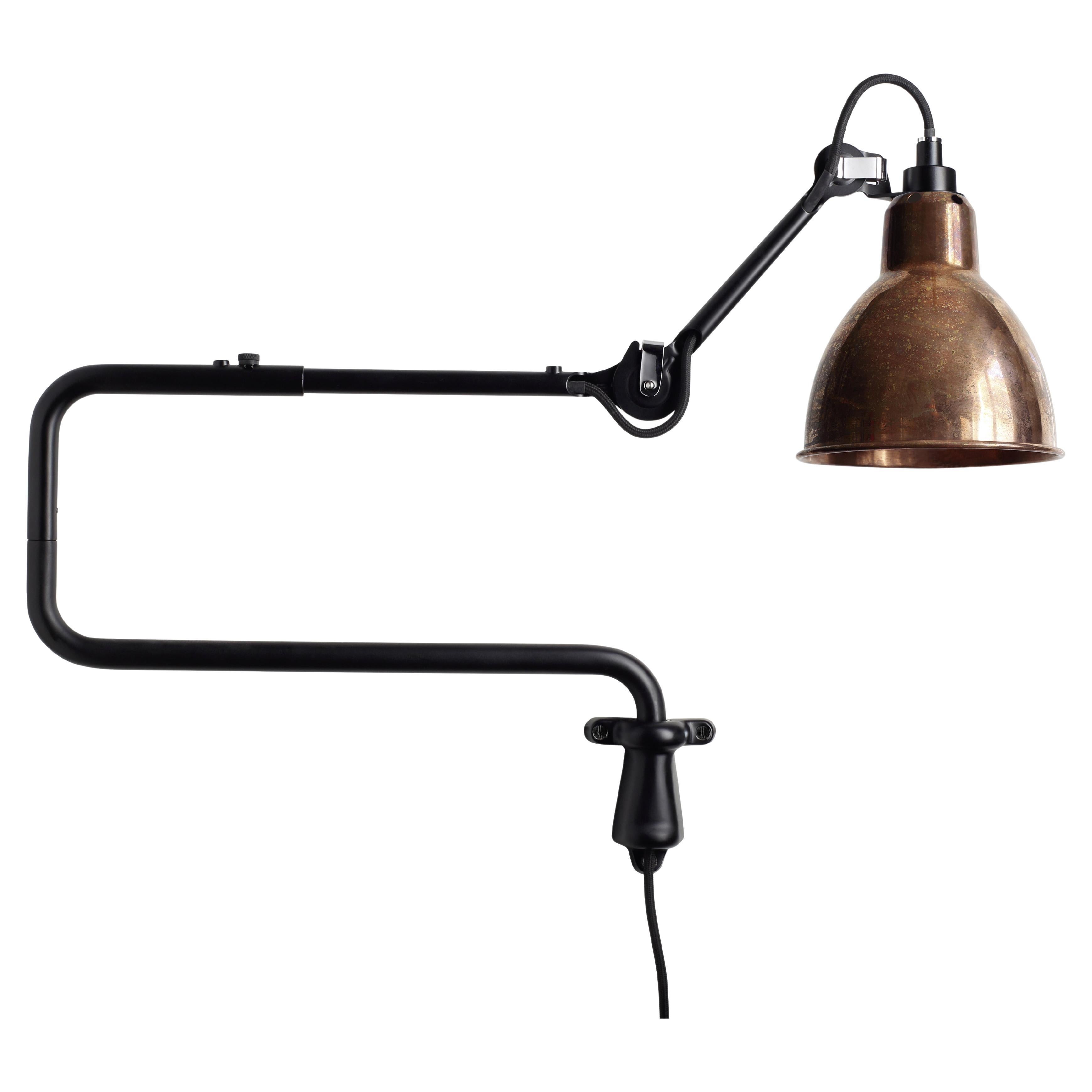 DCW Editions La Lampe Gras N°303 Wall Lamp in Black Arm and Raw Copper Shade