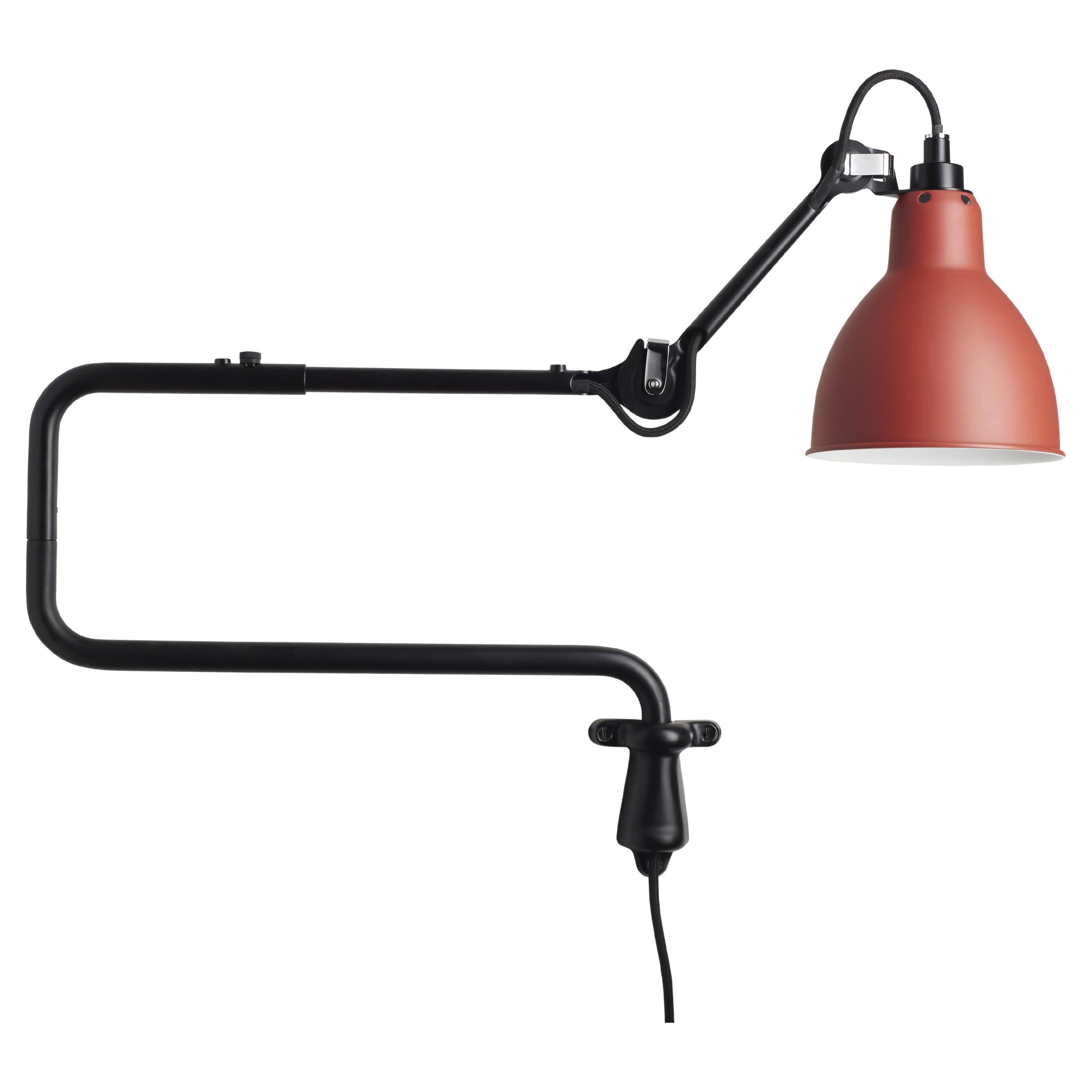 DCW Editions La Lampe Gras N°303 Wall Lamp in Black Arm and Red Shade