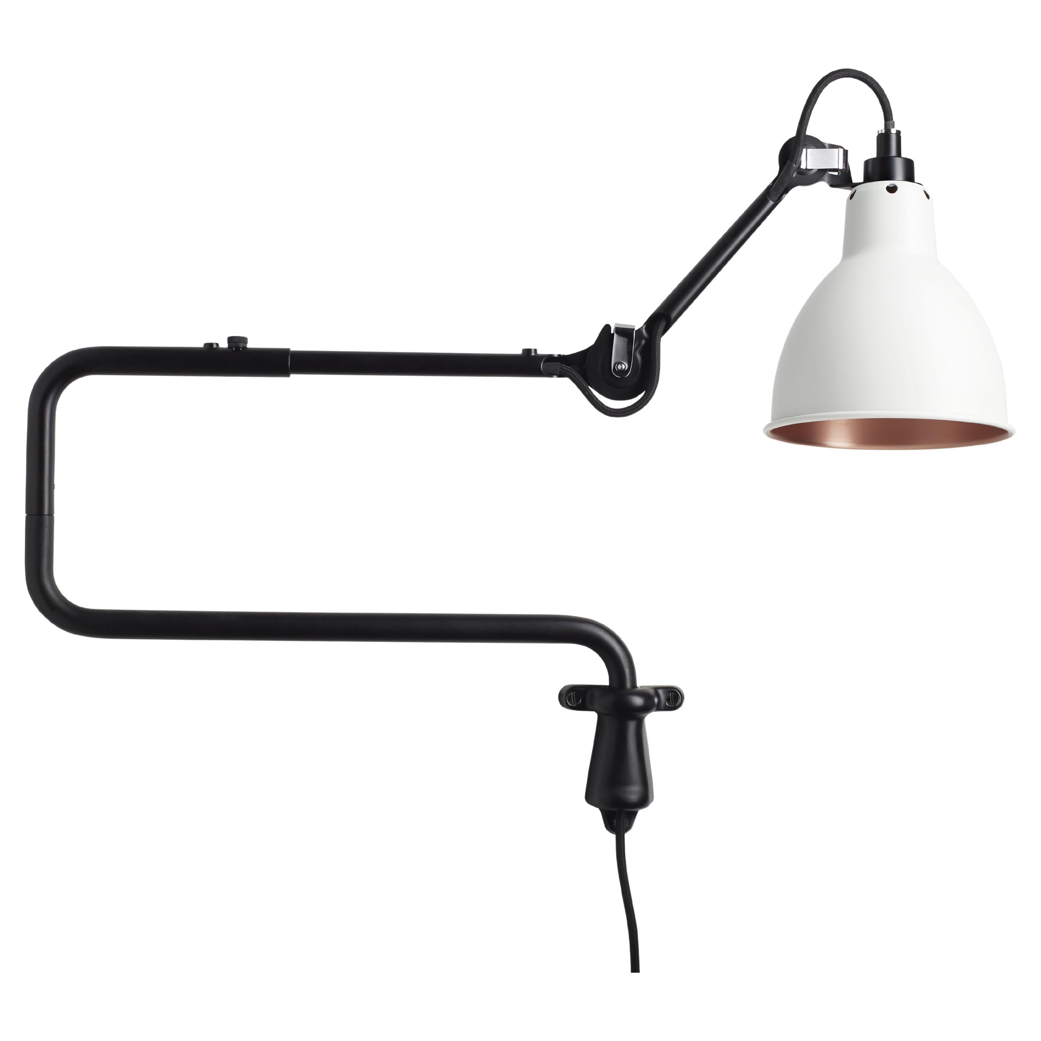 DCW Editions La Lampe Gras N°303 Wall Lamp in Black Arm and White Copper Shade For Sale