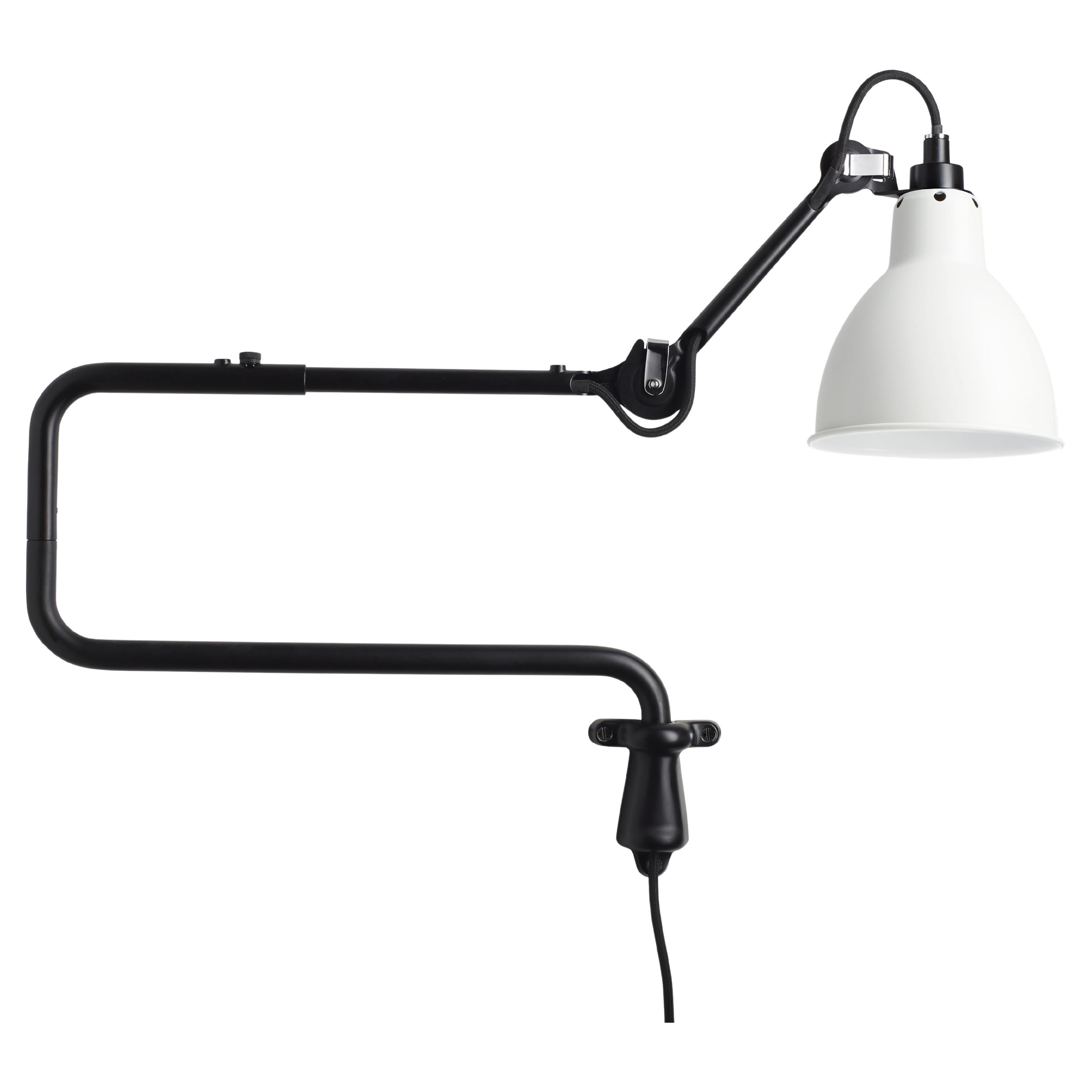 DCW Editions La Lampe Gras N°303 Wall Lamp in Black Arm and White Shade For Sale
