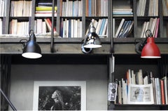 DCW Editions La Lampe Gras N°304 CA Wall Lamp in Black Arm & Frosted Glass Shade