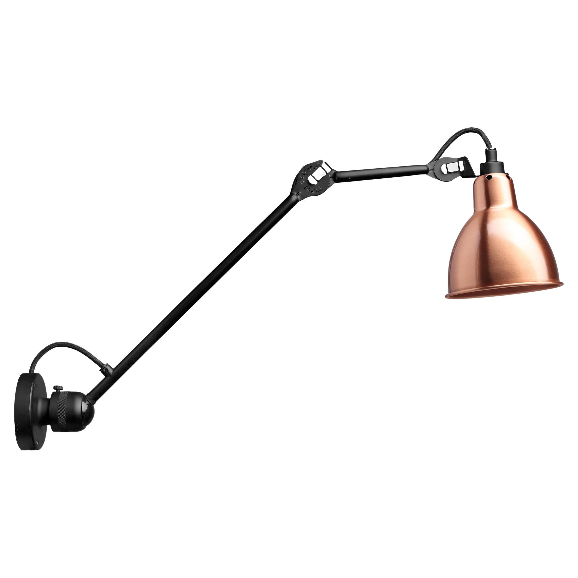 DCW Editions La Lampe Gras N°304 L40 Lámpara de pared de brazo negro y pantalla de cobre
