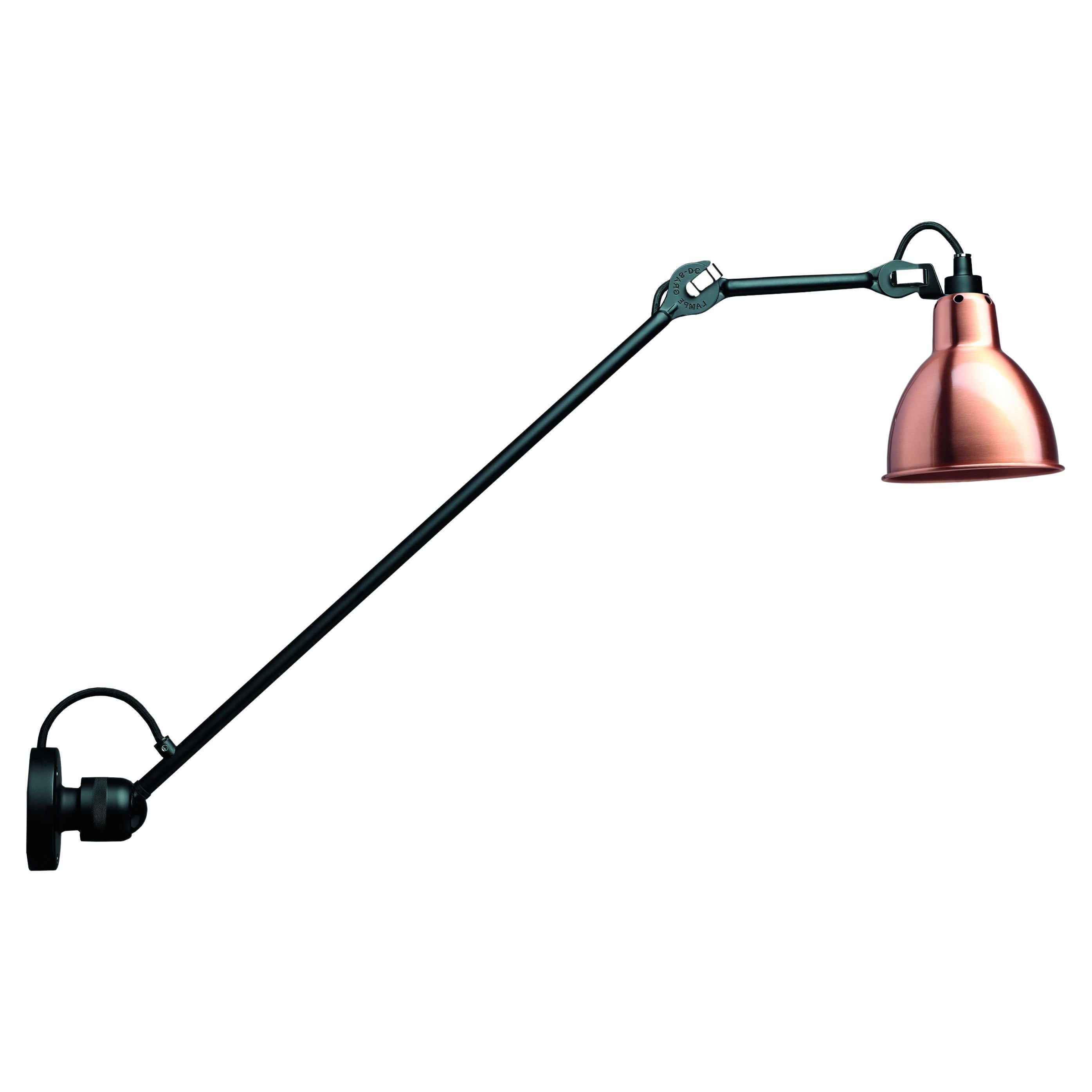 DCW Editions La Lampe Gras N°304 L60 Lámpara de pared de brazo negro y pantalla de cobre en venta