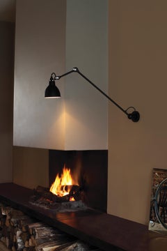 DCW Editions La Lampe Gras N°304 L60 Wall Lamp in Black Arm & White Copper Shade