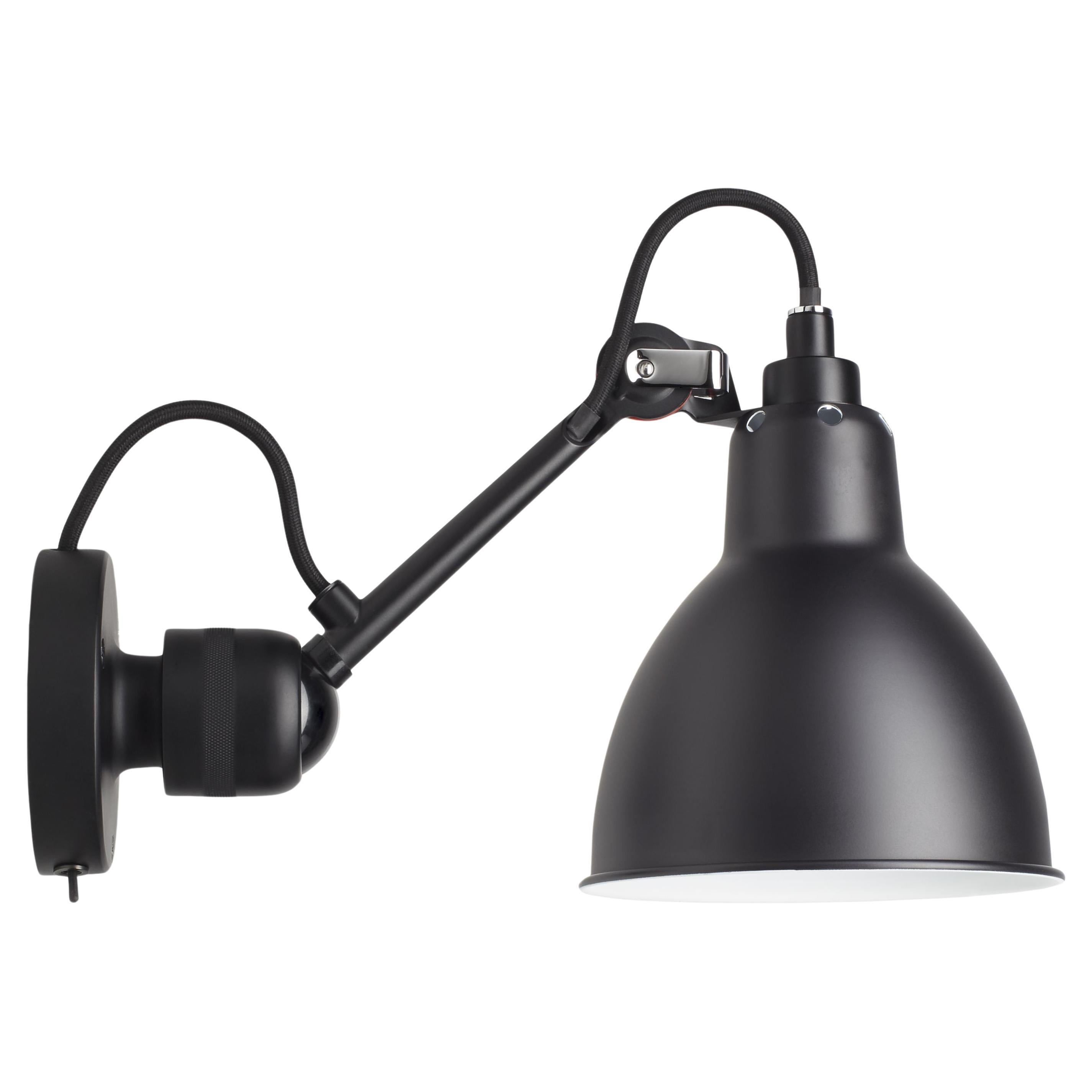 DCW Editions La Lampe Gras N°304 SW Lámpara de pared de brazo negro y pantalla negra