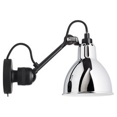 DCW Editions La Lampe Gras N°304 SW Lámpara de pared con brazo negro y pantalla cromada