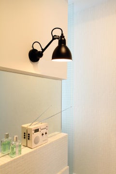 DCW Editions La Lampe Gras N°304 SW Wall Lamp in Black Arm and Red Shade