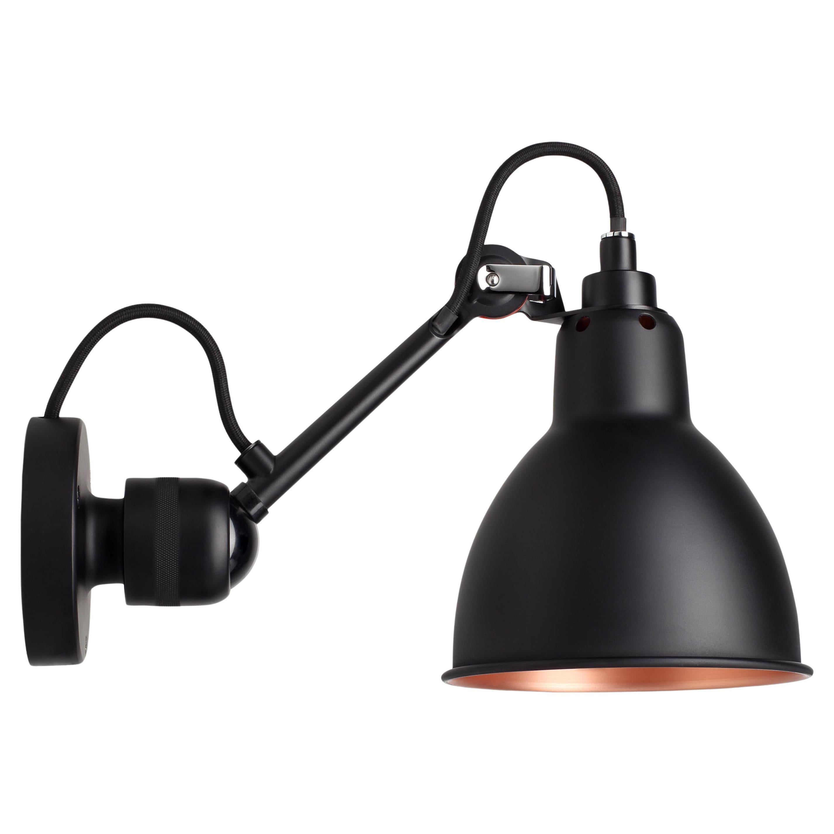 DCW Editions La Lampe Gras N°304 Wall Lamp in Black Arm and Black Copper Shade For Sale